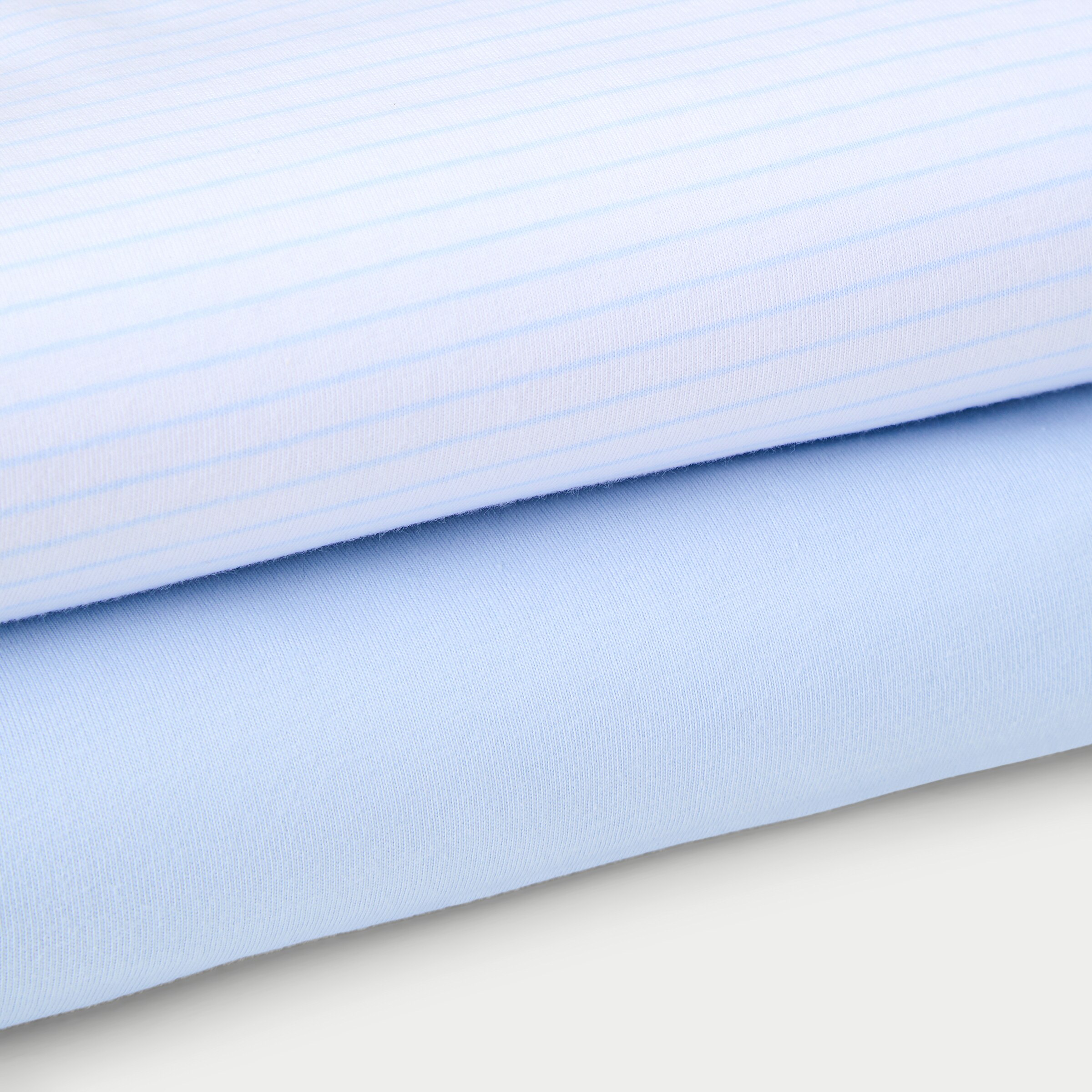 Conjunto de Lençóis de Baixo Ajustáveis em Jersey às Riscas - Pack de 2 (Disponível em Várias Medidas) Azul-claro-2