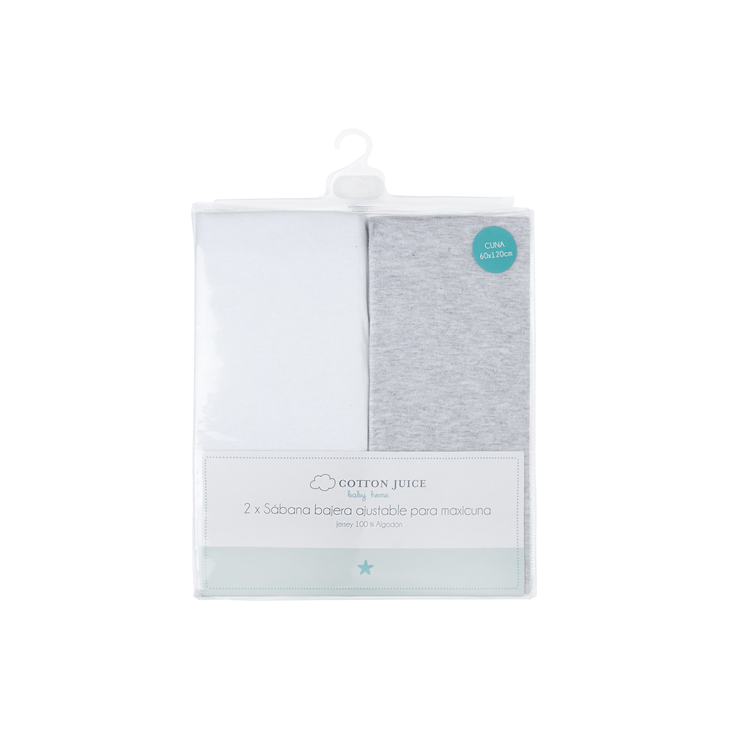 Conjunto de Lençóis de Baixo Ajustáveis em Jersey - Pack de 2 (Disponível em Várias Medidas) Cinzento / Branco-2