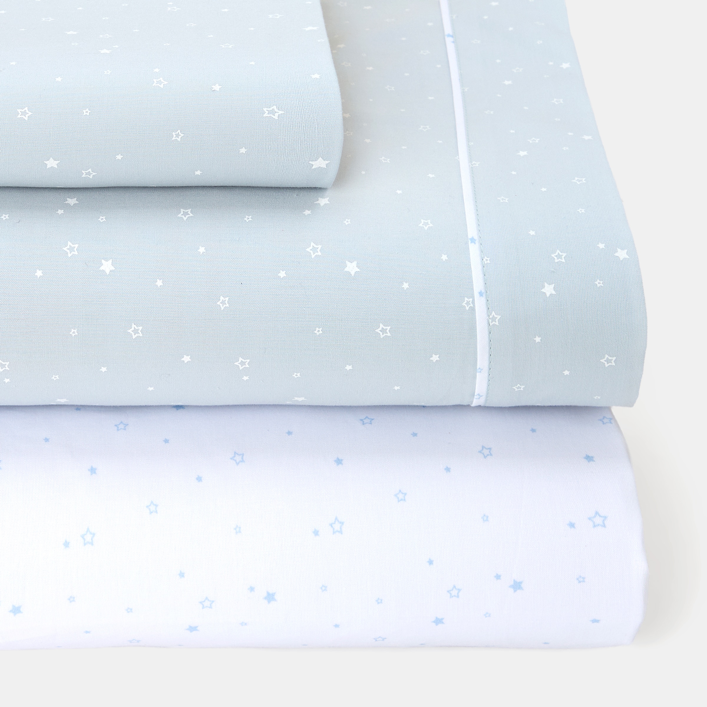 Imagem 0 de Conjunto de Lençol Básico 3 Peças Bordado Estrelas Fundo Colorido (Disponível em Várias Medidas)