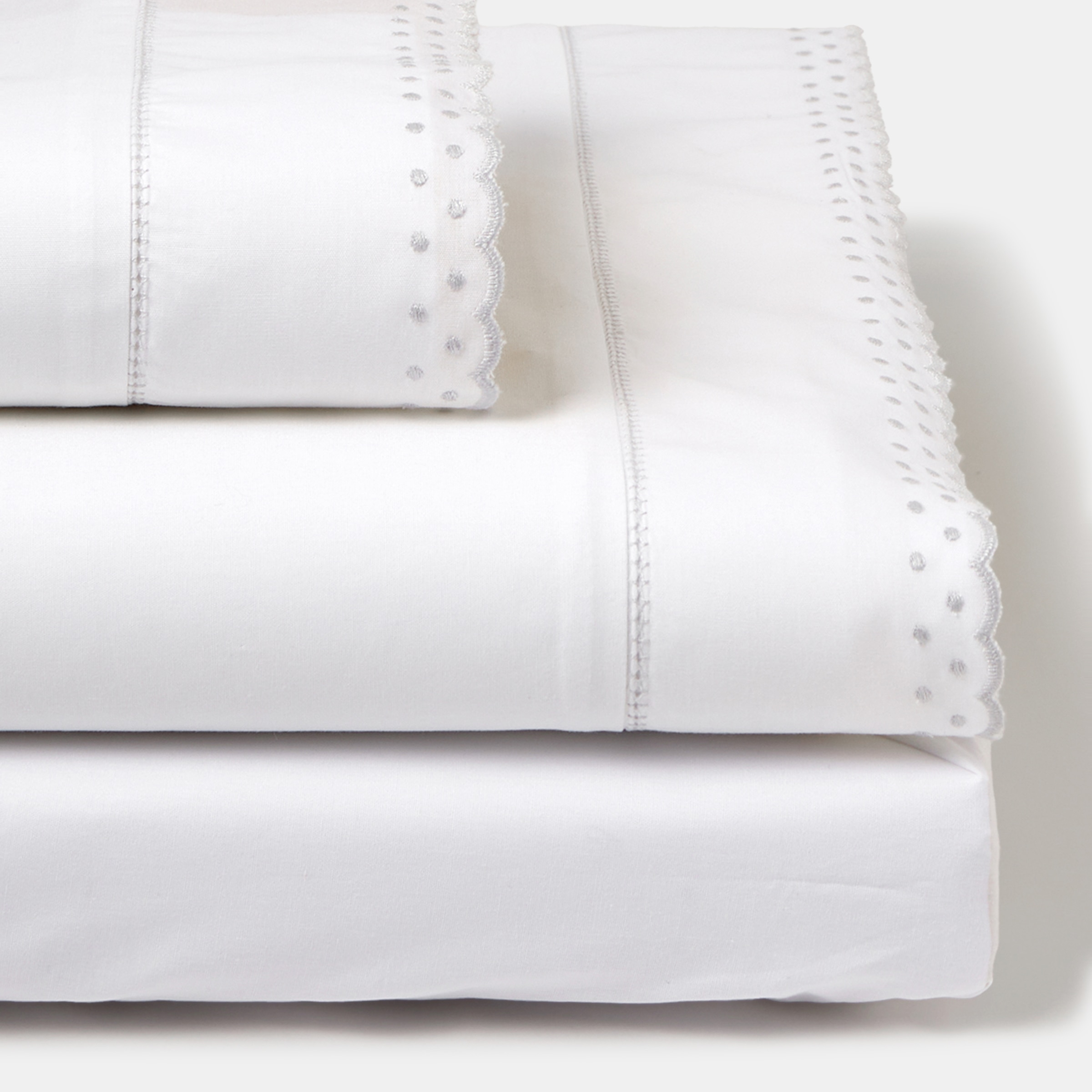 Conjunto de Lençóis Clássicos com Plumeti - 3 Peças (Disponível em Várias Medidas) Cinzento-1