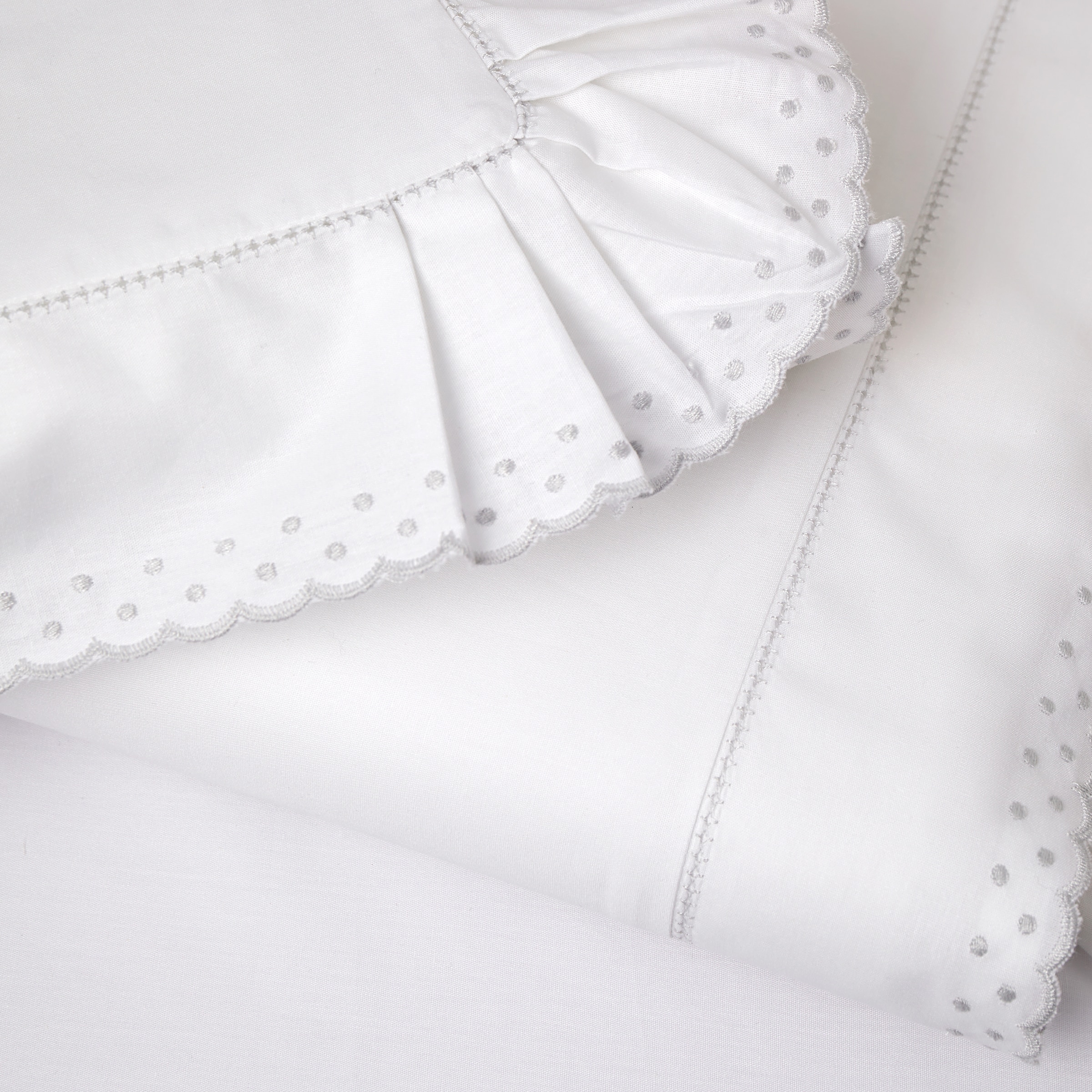 Conjunto de Lençóis Clássicos com Plumeti - 3 Peças (Disponível em Várias Medidas) Cinzento-2