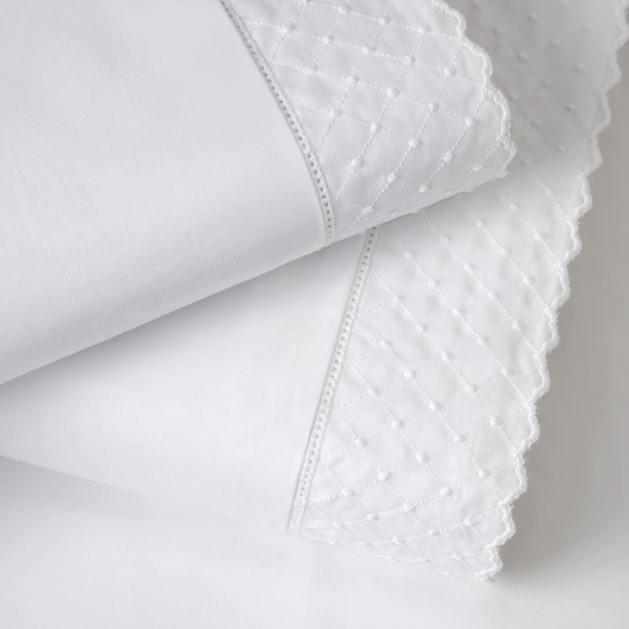 Conjunto de Lençóis Clássicos com Berloques - 3 Peças (Disponível em Várias Medidas) Branco/Branco-2