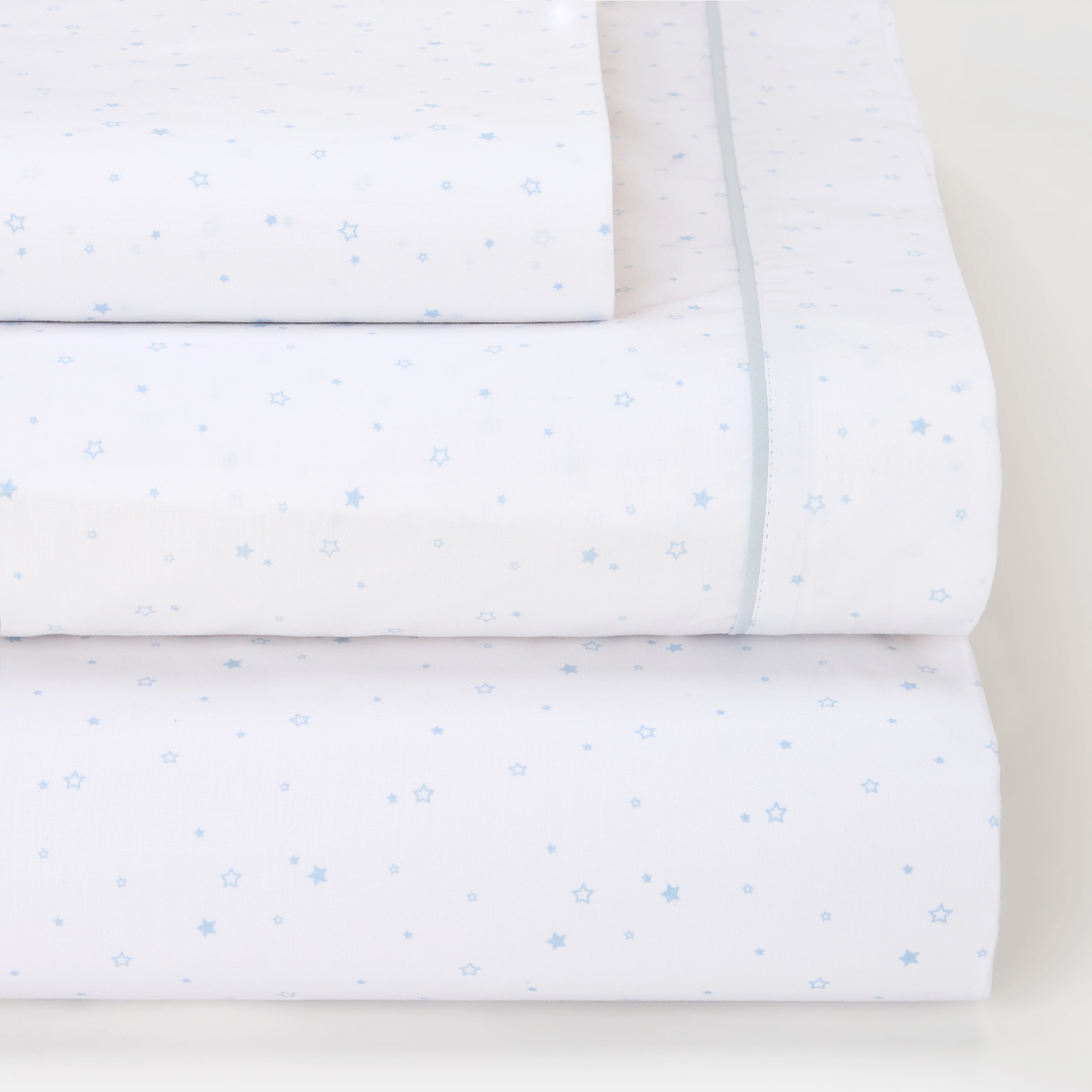 Juego de sábanas Cotton Juice Baby Home Básico 3 piezas estrellas (disponible en varias tallas) - Azul claro Azul claro-1
