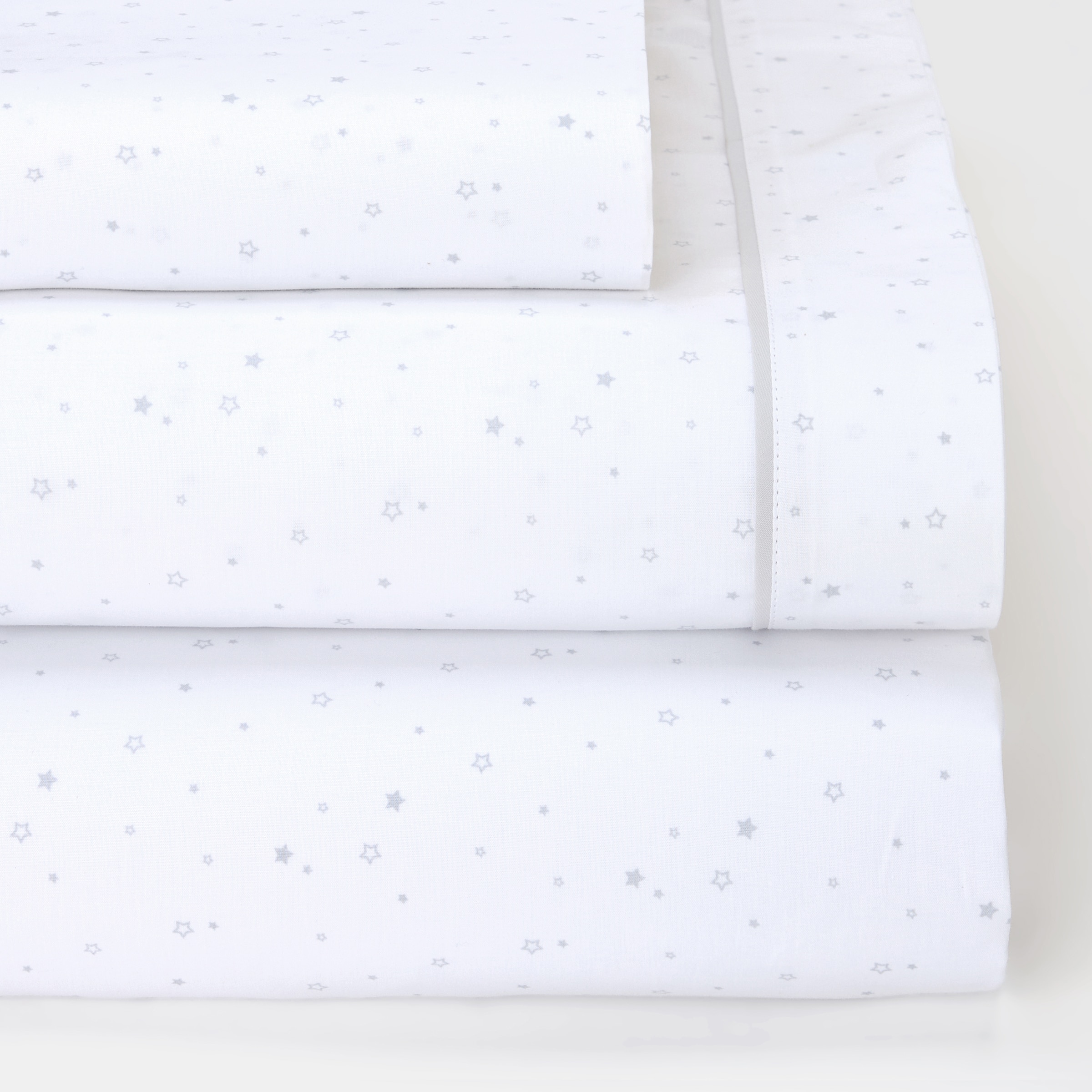 Conjunto de Lençóis Básico 3 Peças de Estrelas (Disponível em Várias Tamanhos) Cinzento-1