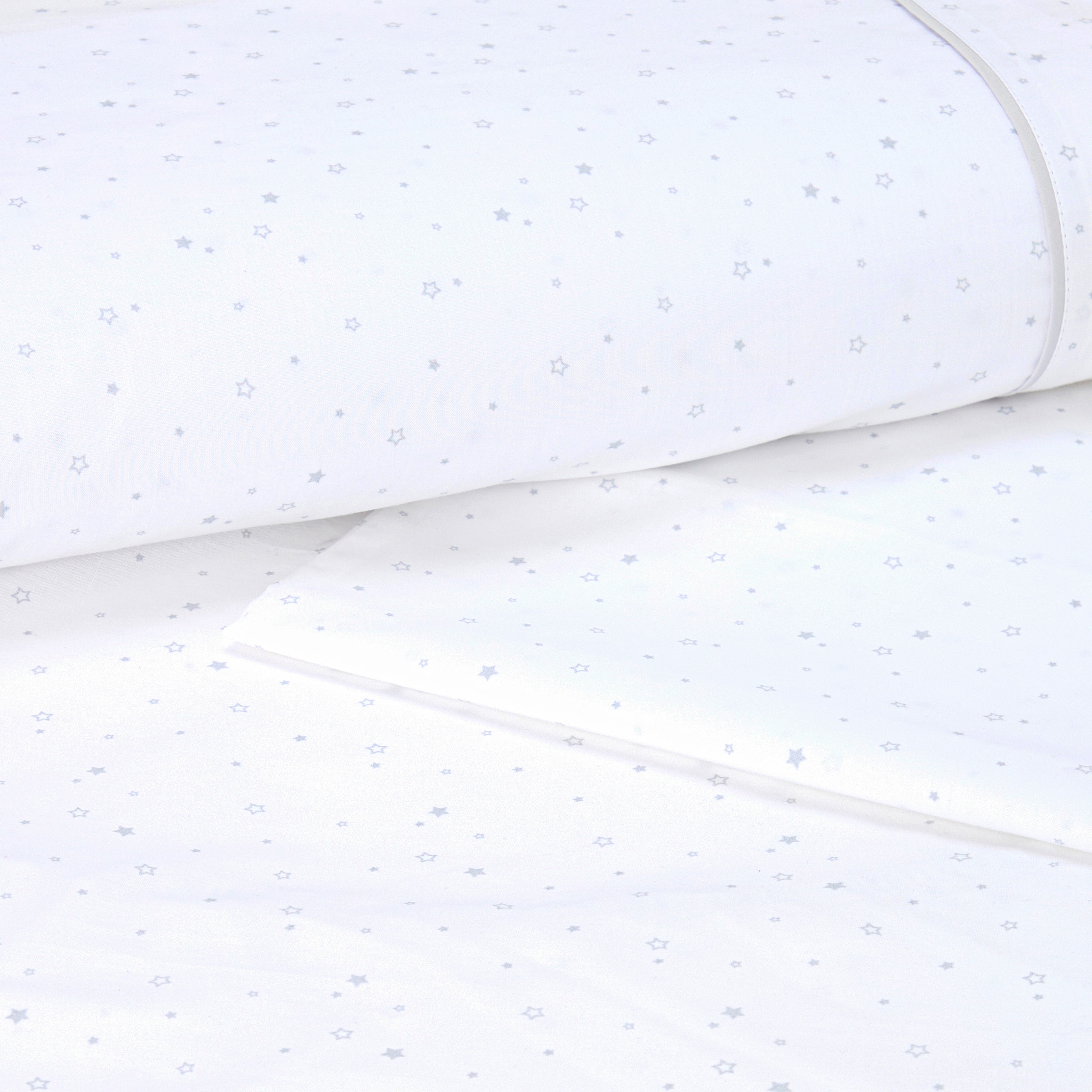 Conjunto de Lençóis Básico 3 Peças de Estrelas (Disponível em Várias Tamanhos) Cinzento-2