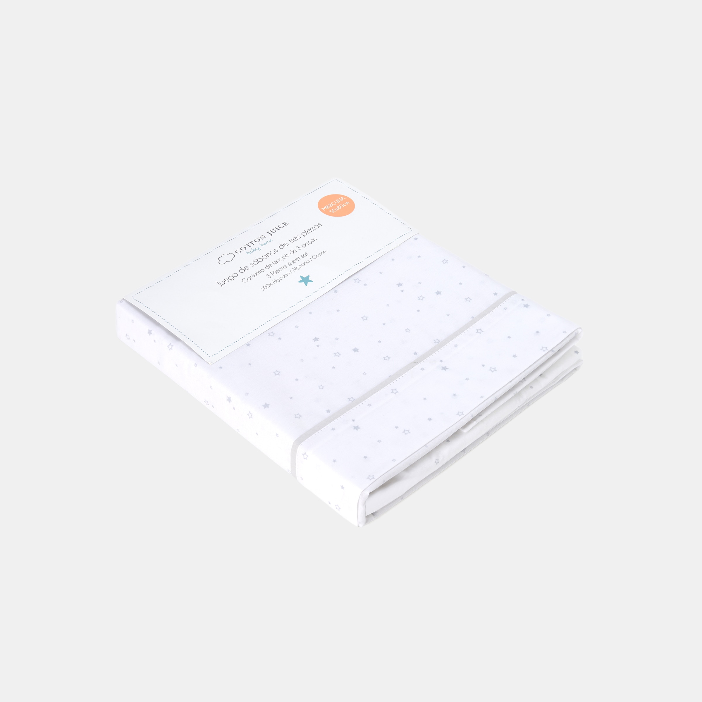 Conjunto de Lençóis Básico 3 Peças de Estrelas (Disponível em Várias Tamanhos) Cinzento-3
