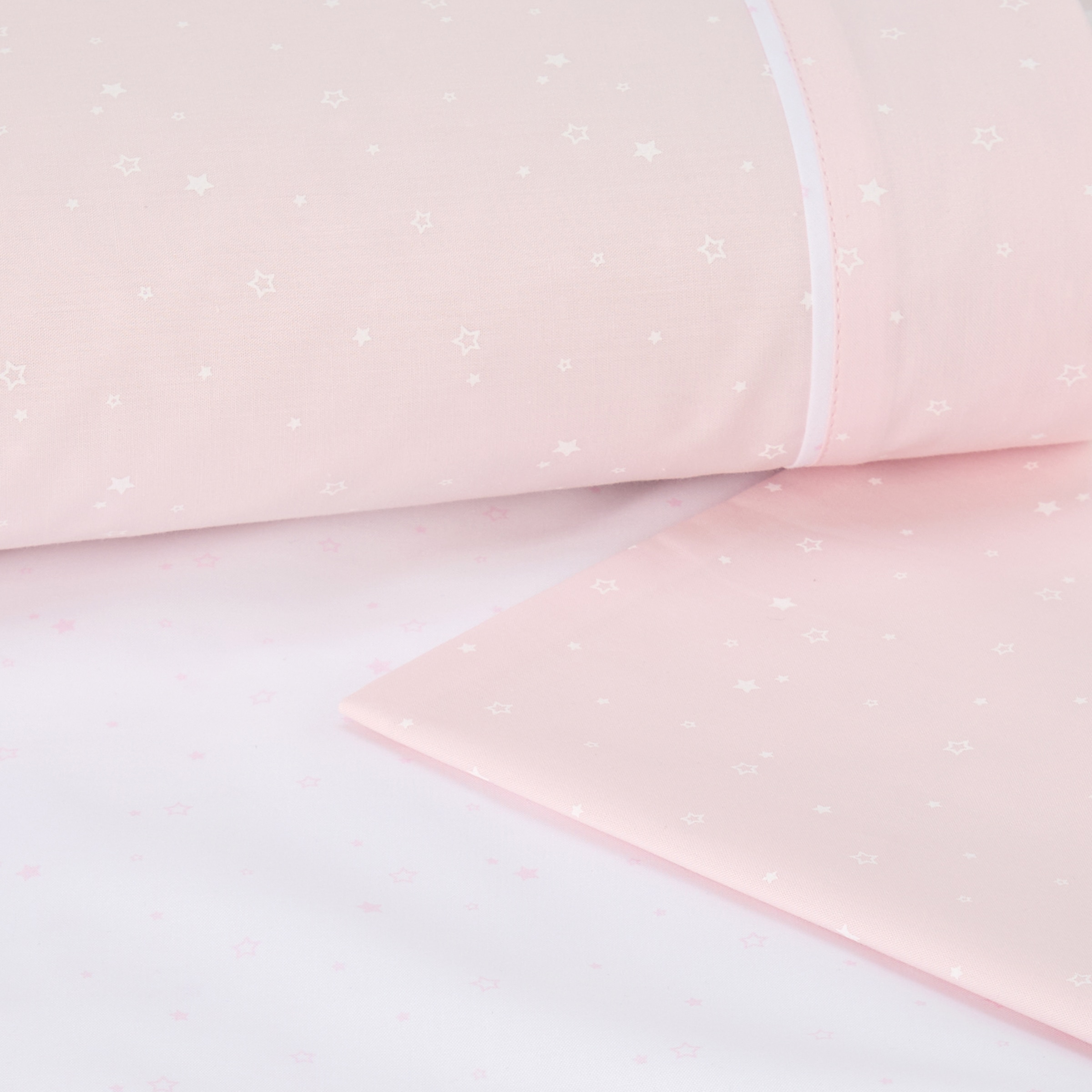 Juego de Sábanas Cotton Juice Baby Home Básico 3 piezas estrellas fondo color (disponible en varias tallas) - Rosa Rosa-2