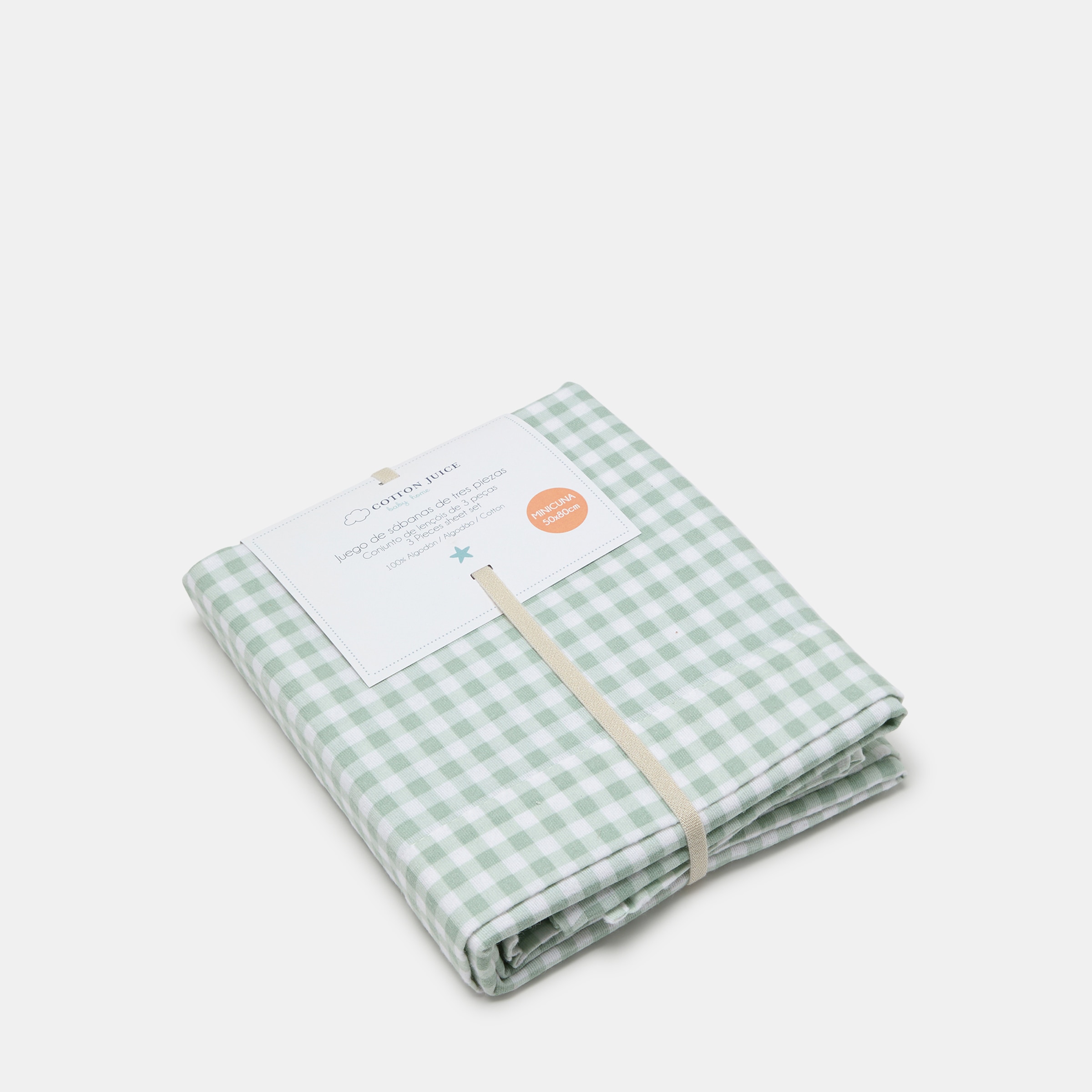 Juego de sábanas Cotton Juice Baby Home Amore franela 3 piezas estampada Vichy (disponible en varias medidas) - Verde Verde-3
