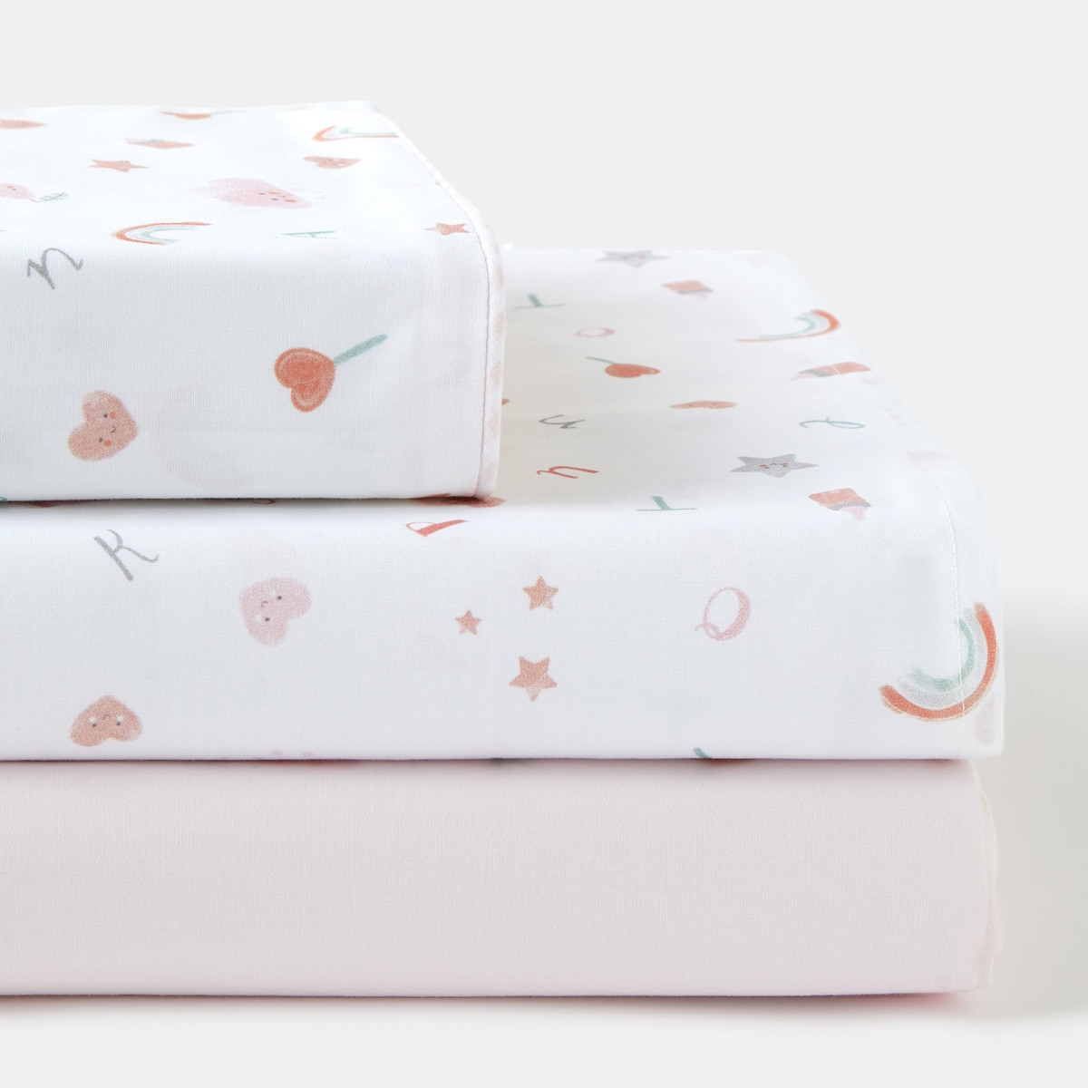 Juego de sábanas Cotton Juice Baby Home Abecedario 3 piezas rosa (disponible en varias medidas) Rosa Rosa-1