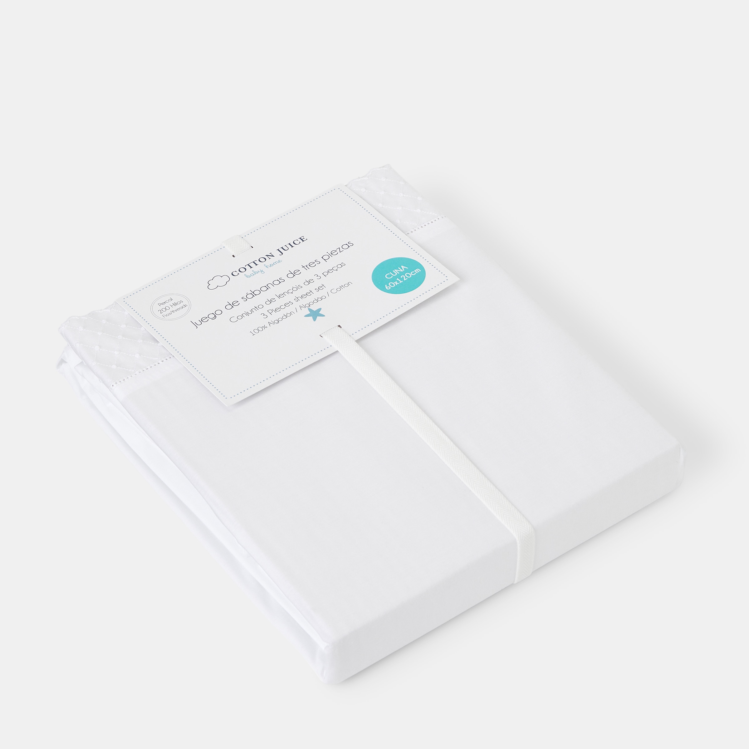 Conjunto de Lençóis Clássicos com Berloques - 3 Peças (Disponível em Várias Medidas) Branco/Branco-3