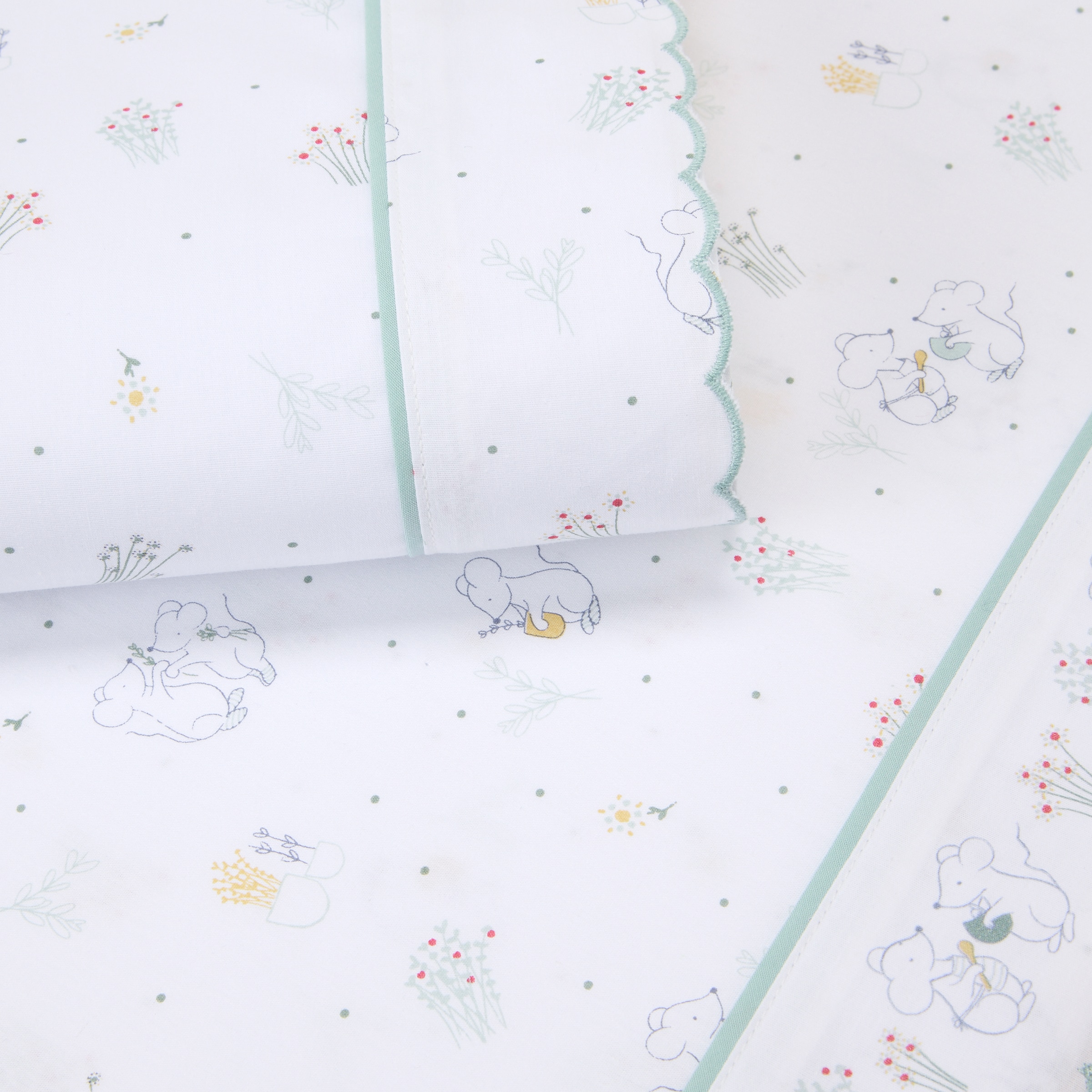 Jogo de lençóis de 2 peças Cotton Juice Baby Home coleção Sésamo (disponível em vários tamanhos) Verde Mint-2