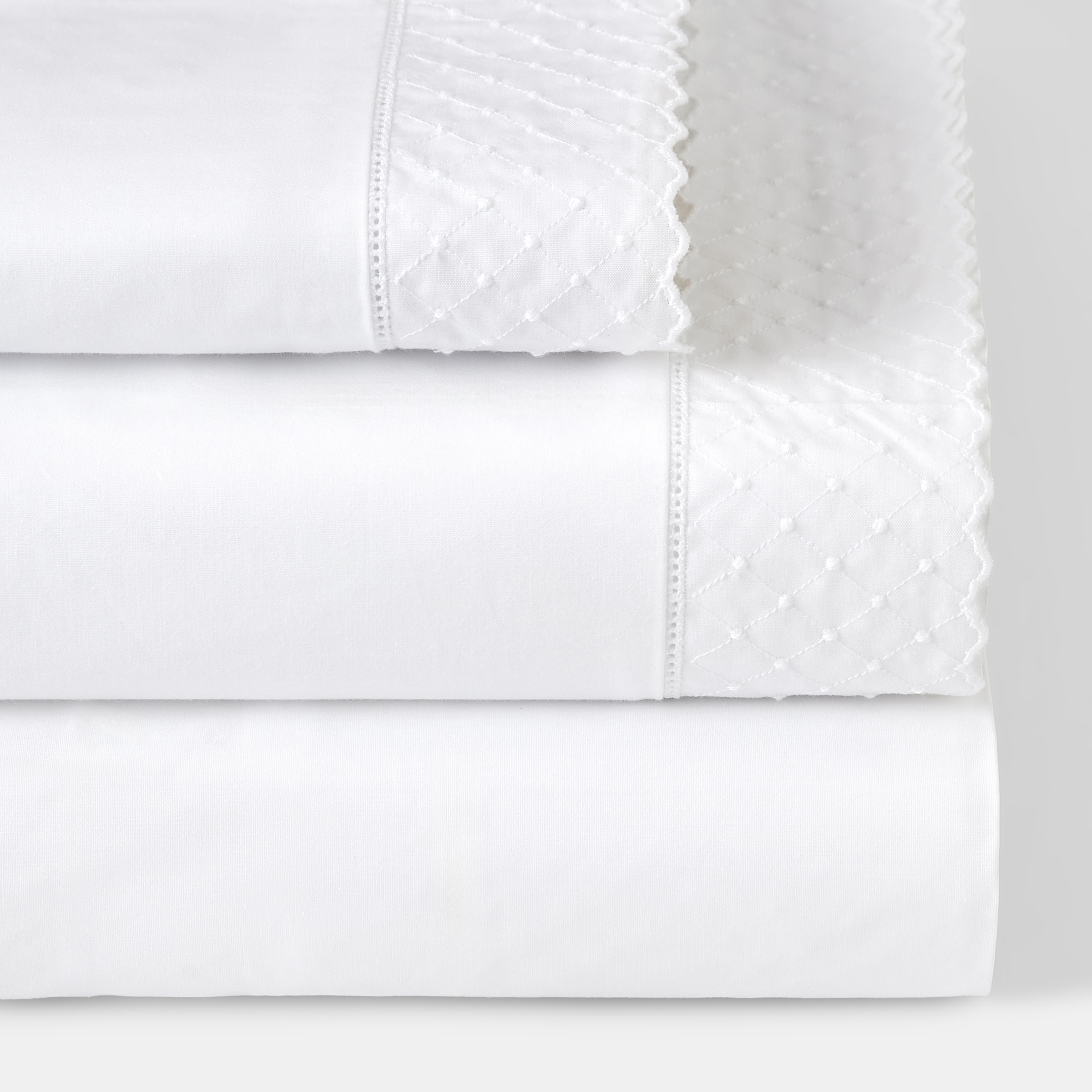 Capa de Edredão Clássica 2 Peças com Bodoques (Disponível em Várias Medidas) Branco/Branco-1