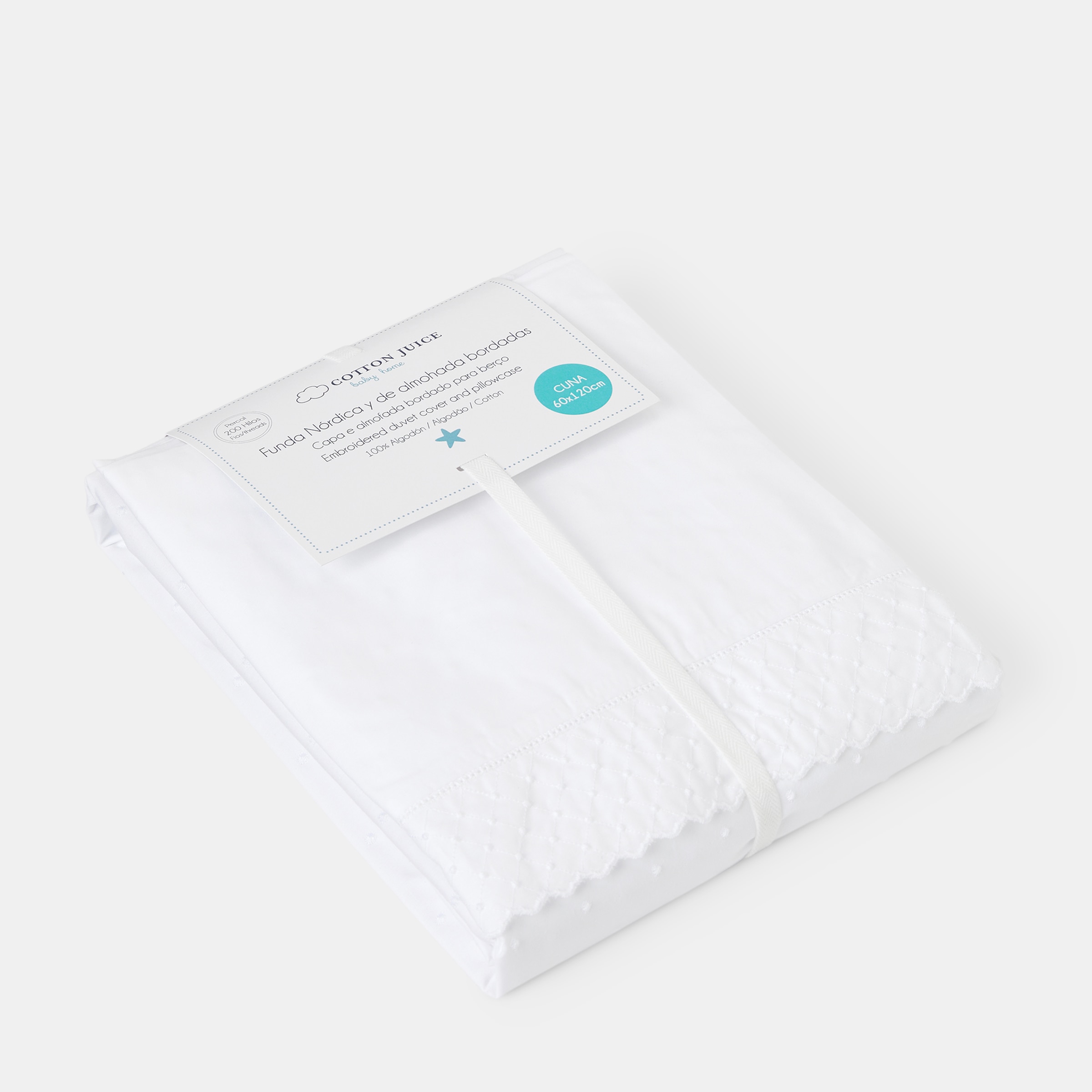 Capa de Edredão Clássica 2 Peças com Bodoques (Disponível em Várias Medidas) Branco/Branco-3