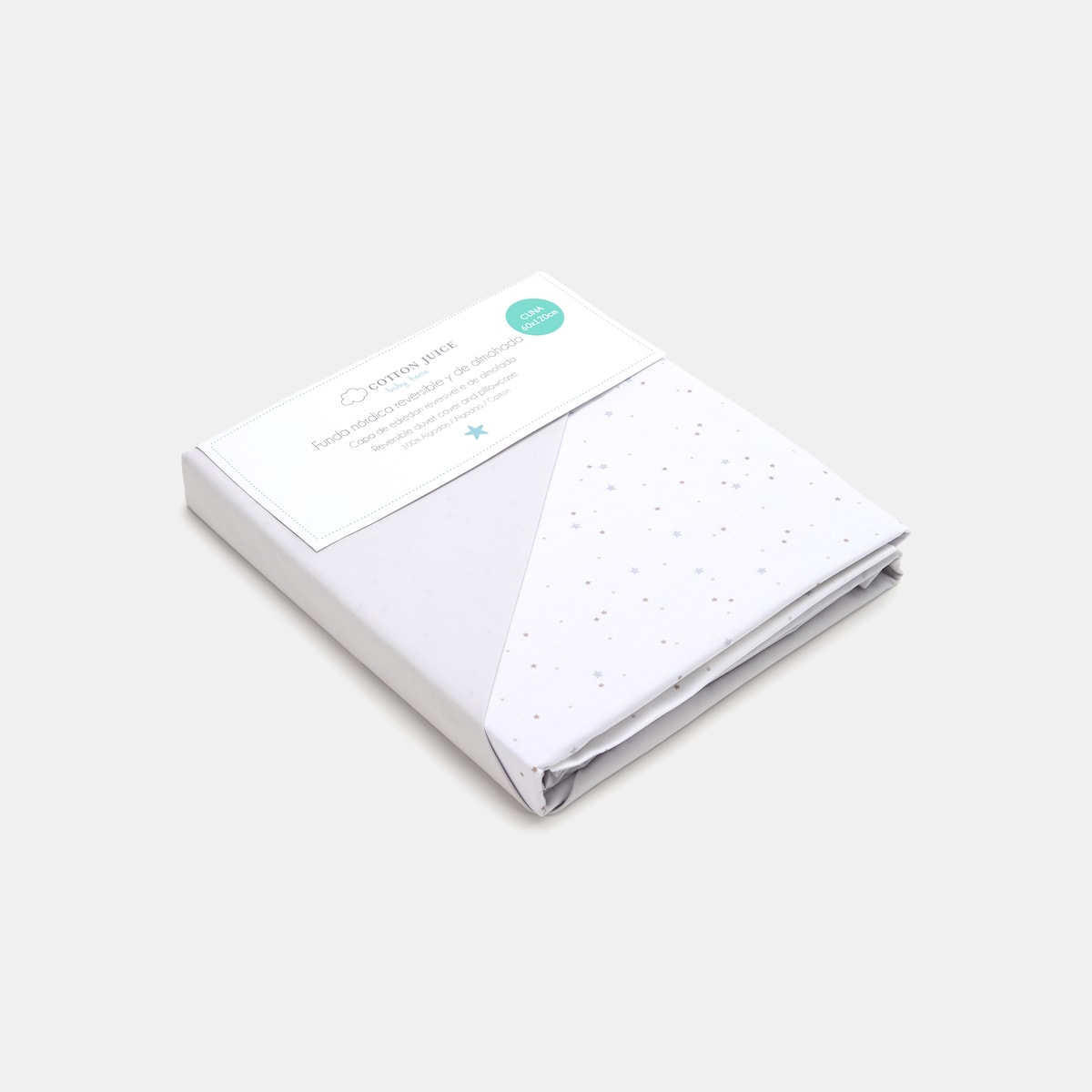 Capa de Edredão Reversível Básico 2 Peças Estrelas (Disponível em Várias Medidas) Cinzento-3