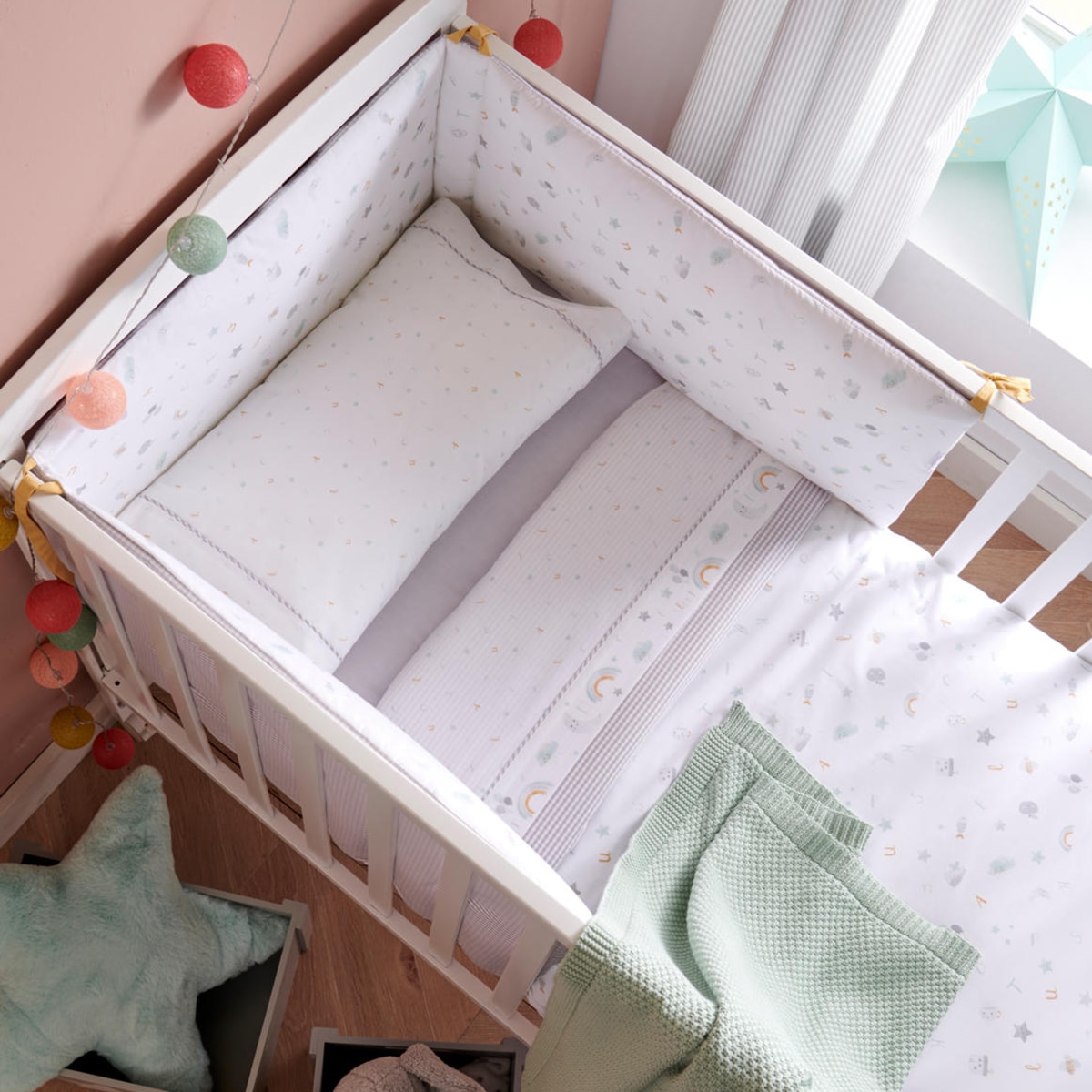 Bumper Cotton Juice Baby Home Abecedario 40*180cm estampado Gris Gris-4