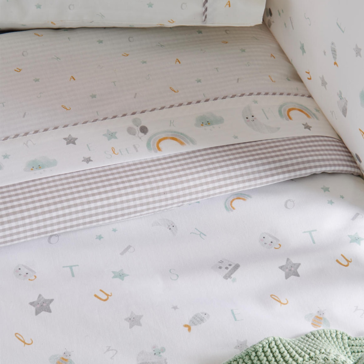 Bumper Cotton Juice Baby Home Abecedario 40*180cm estampado Gris Gris-5