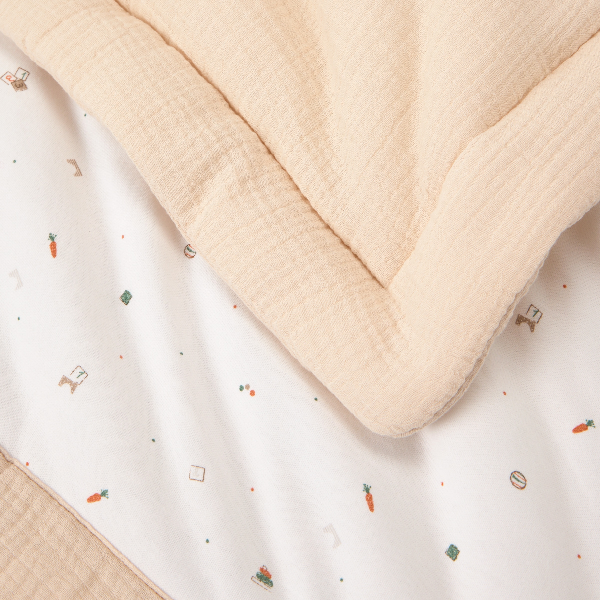 Edredão com Enchimento Cotton Juice Baby Home Coleção Sésamo 80*110 cm Estampado Brinquedos Natural-2