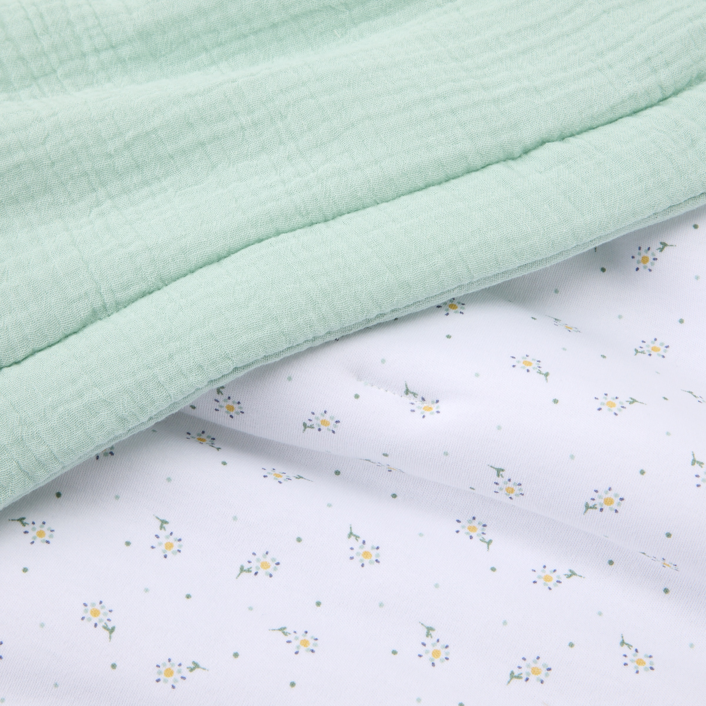 Edredão com Enchimento Cotton Juice Baby Home Coleção Sésamo 80*110 cm Estampado Flores Verde Mint-2