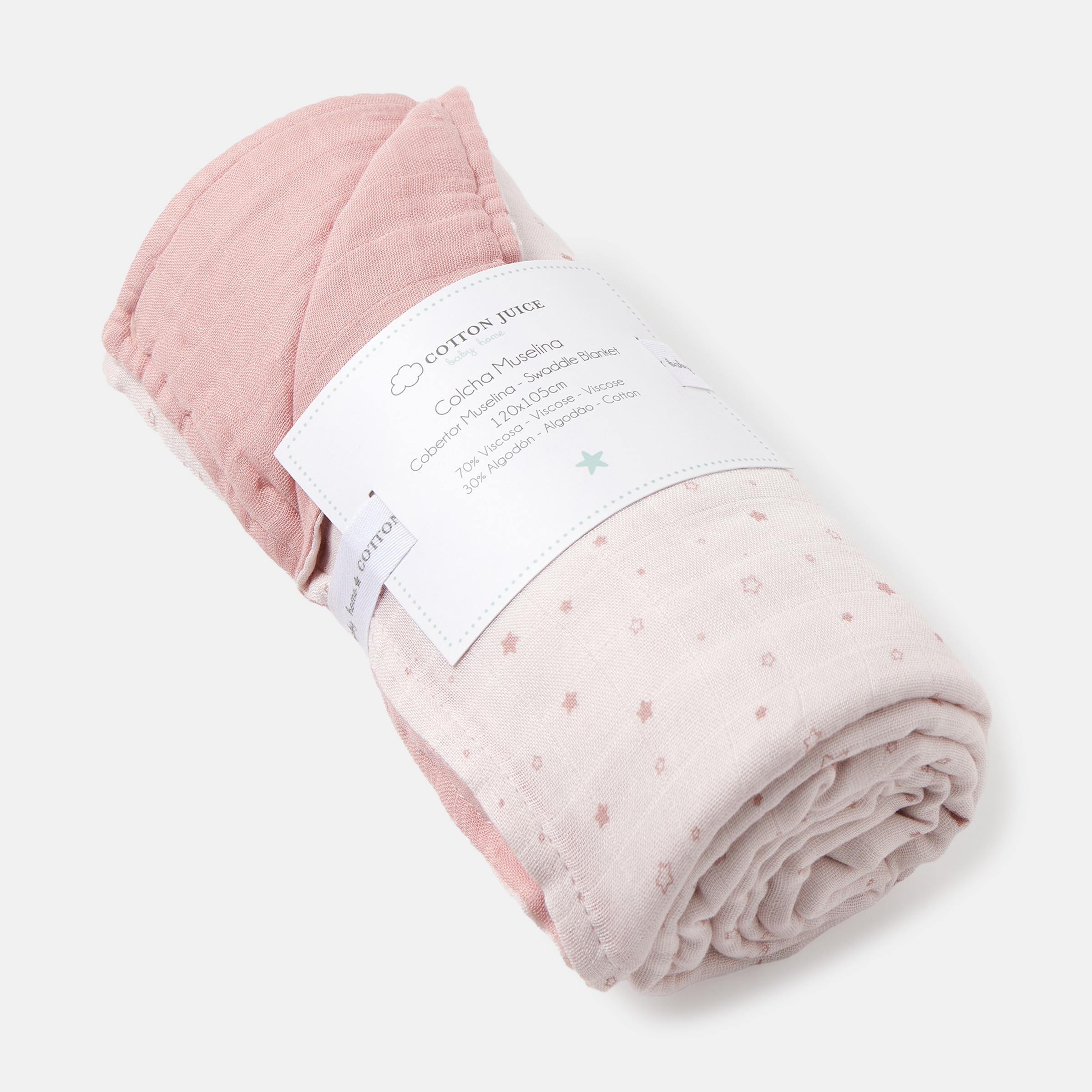 Colcha Cotton Juice Baby Home Básico 120*105cm 6 capas bamboo estrellas - Rosa Rosa-3