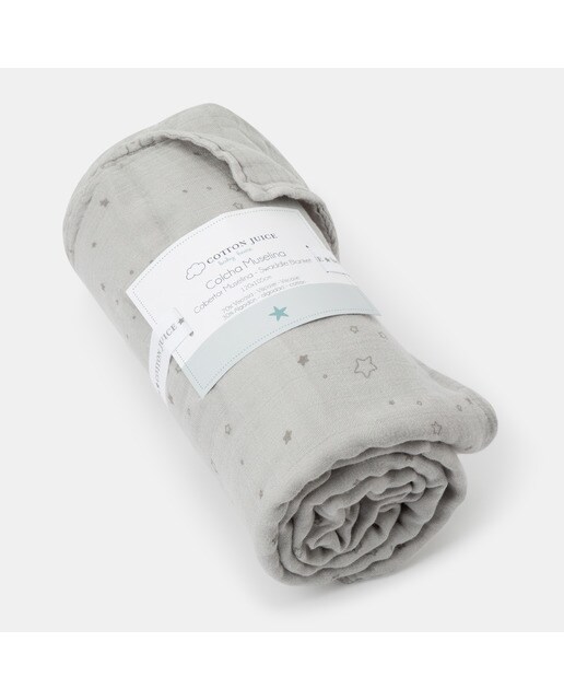 Colcha Cotton Juice Baby Home Básico 120*105cm 6 capas bamboo estrellas - Gris Gris-3