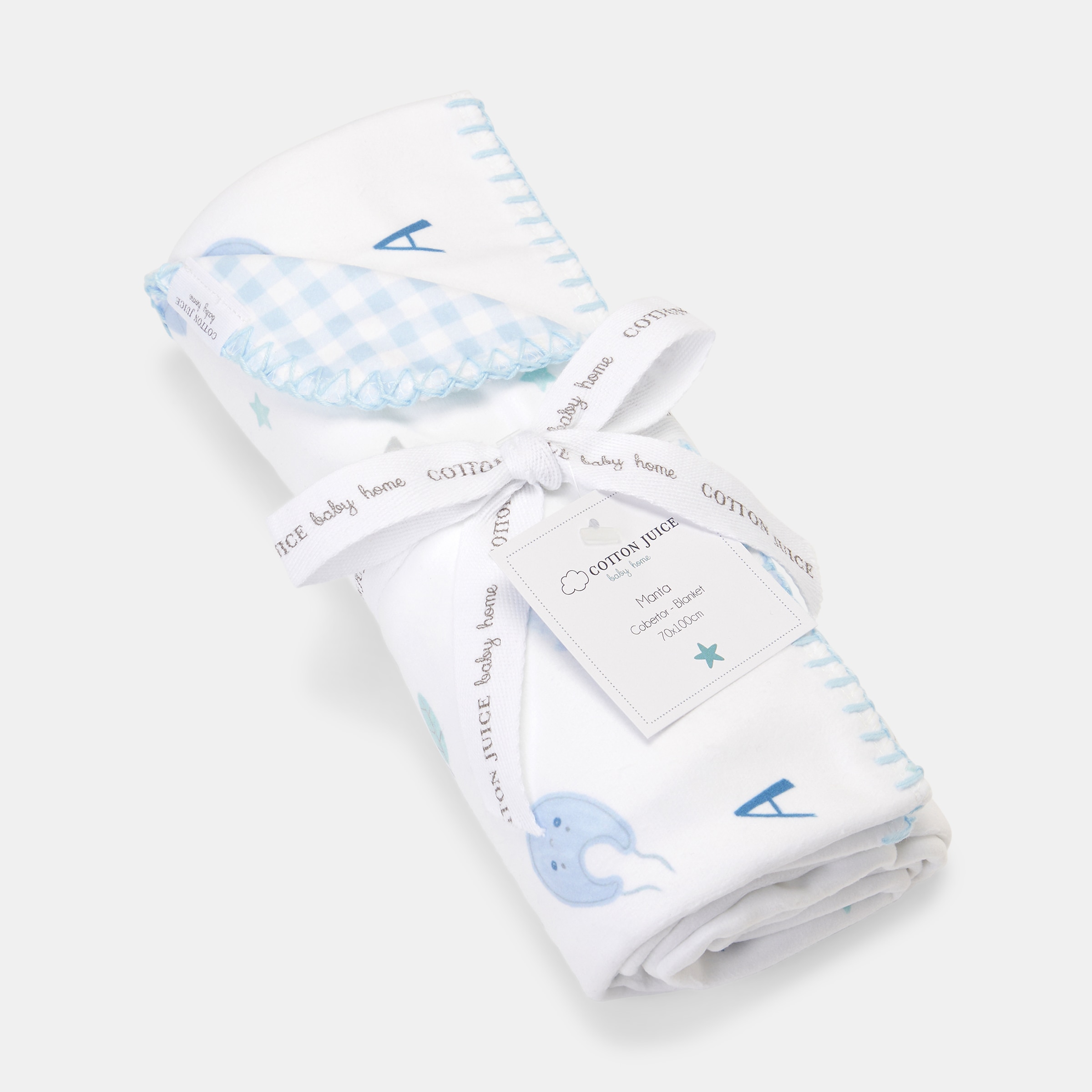 Manta Cotton Juice Baby Home Abecedario 70*100cm estampada - Azul Azul-3