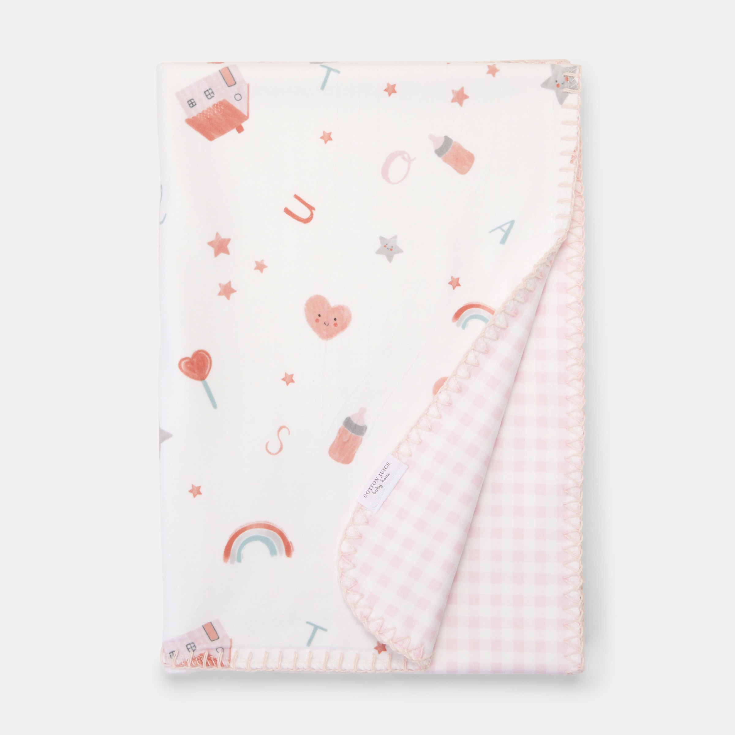 Cotton Juice Baby Home - Manta Cotton Juice Baby Home Abecedario 70*100cm estampada rosa.
