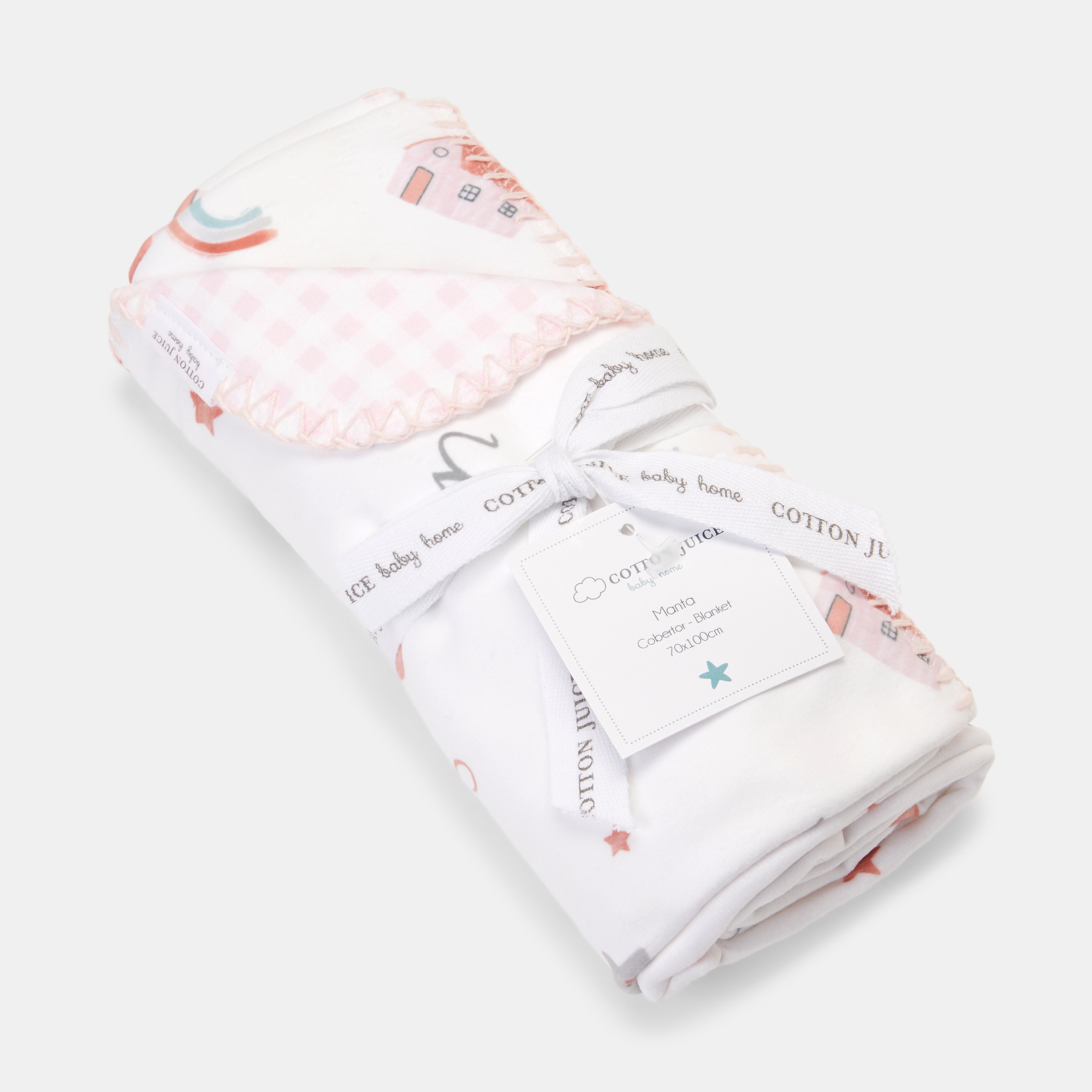 Imagen 3 de Manta Cotton Juice Baby Home Abecedario 70*100cm estampada - Rosa Rosa