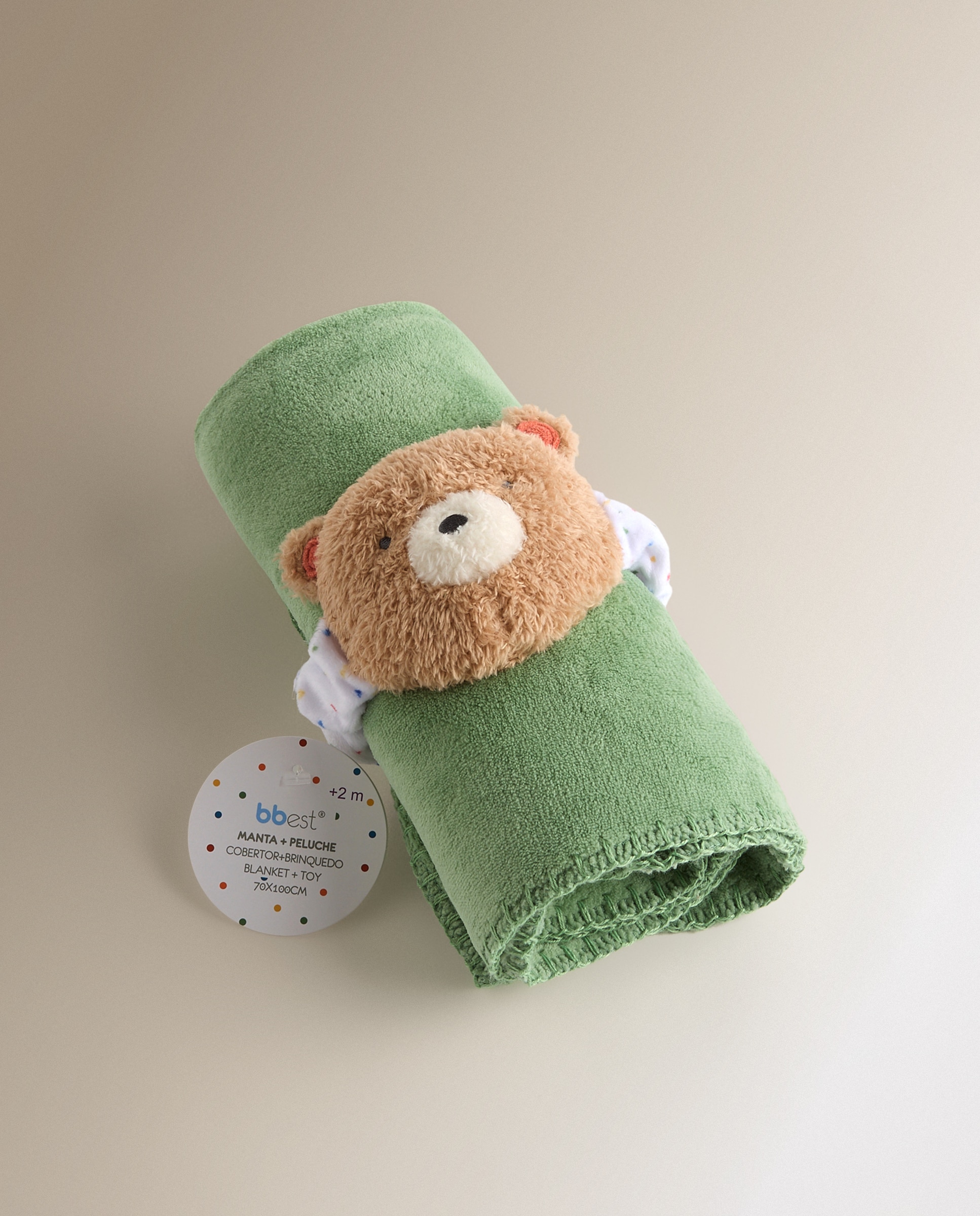 Set Manta Coral Fleece e Cri Cri Bbest coleção Little Bugs Urso Verde Primavera-5
