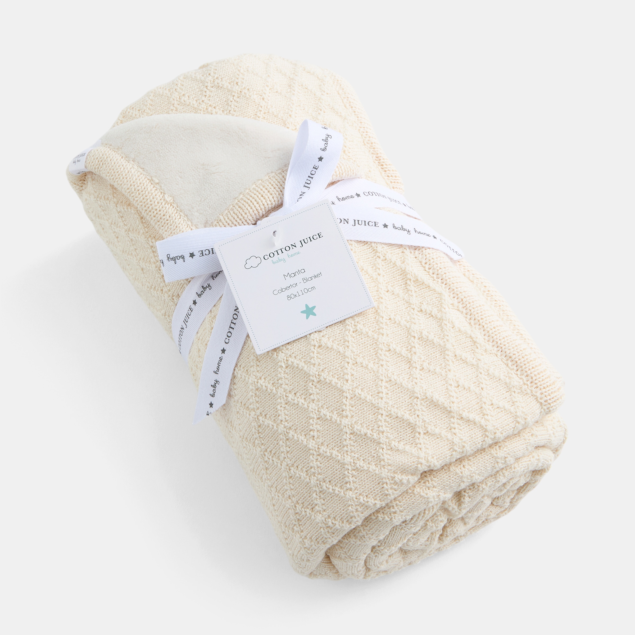 Manta Cotton Juice Baby Home Doble capa 80*110cm Punto+Microvelour - Natural Natural-3