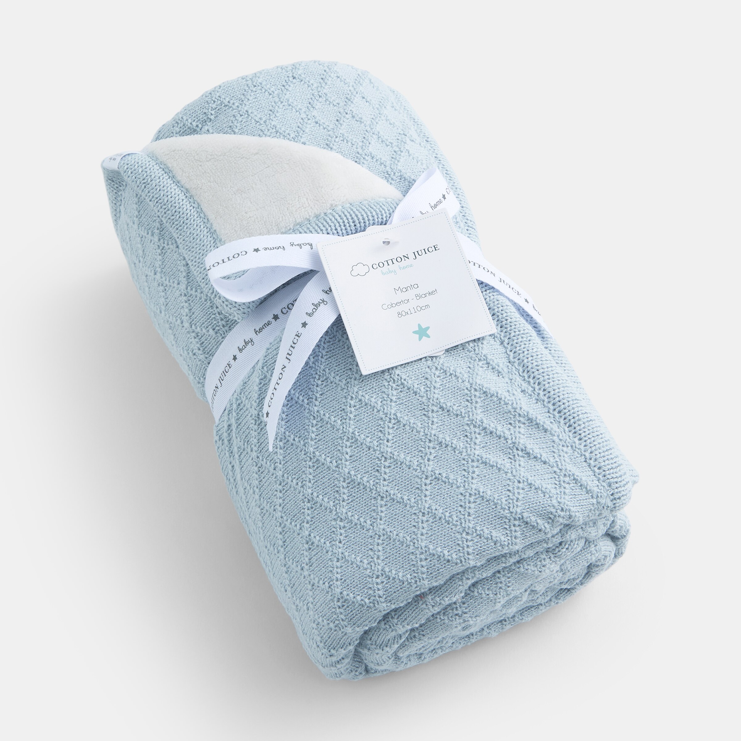 Manta Cotton Juice Baby Home Doble capa 80*110cm Punto+Microvelour - Azul claro Azul claro-3