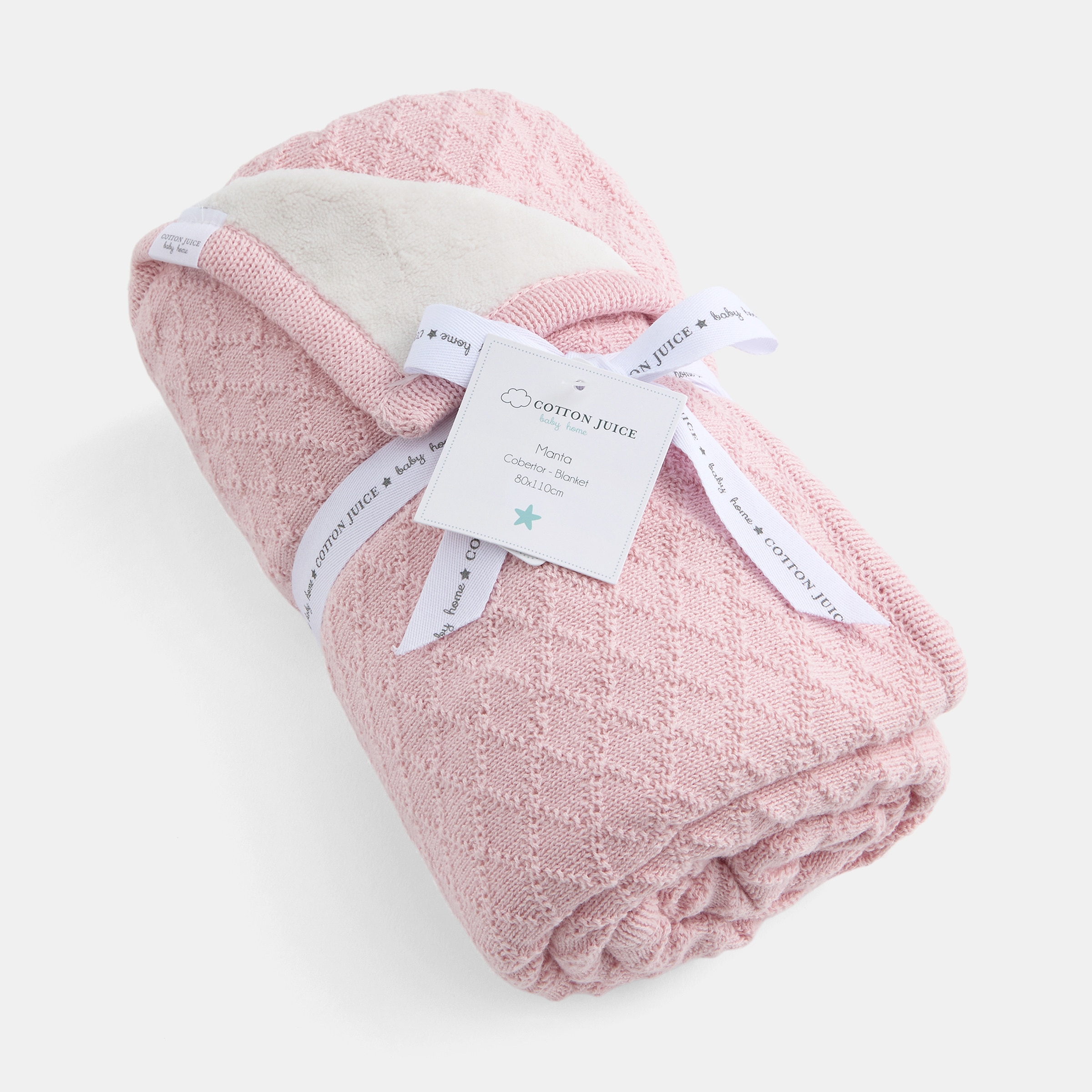 Manta Cotton Juice Baby Home Doble capa 80*110cm Punto+Microvelour - Rosa Rosa-3