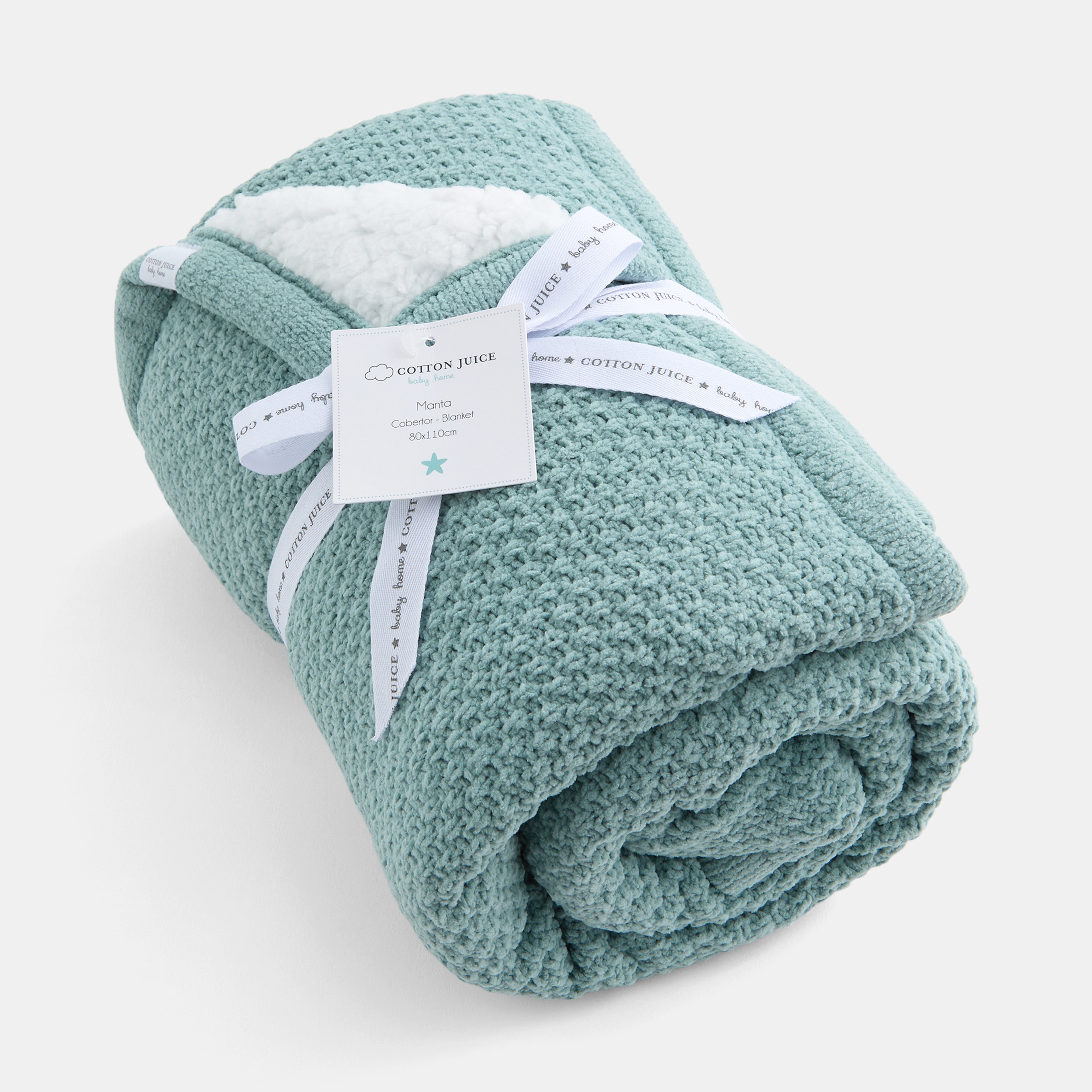 Manta Cotton Juice Baby Home Doble capa 80*110cm Chenilla+Borreguito - Verde Verde-3