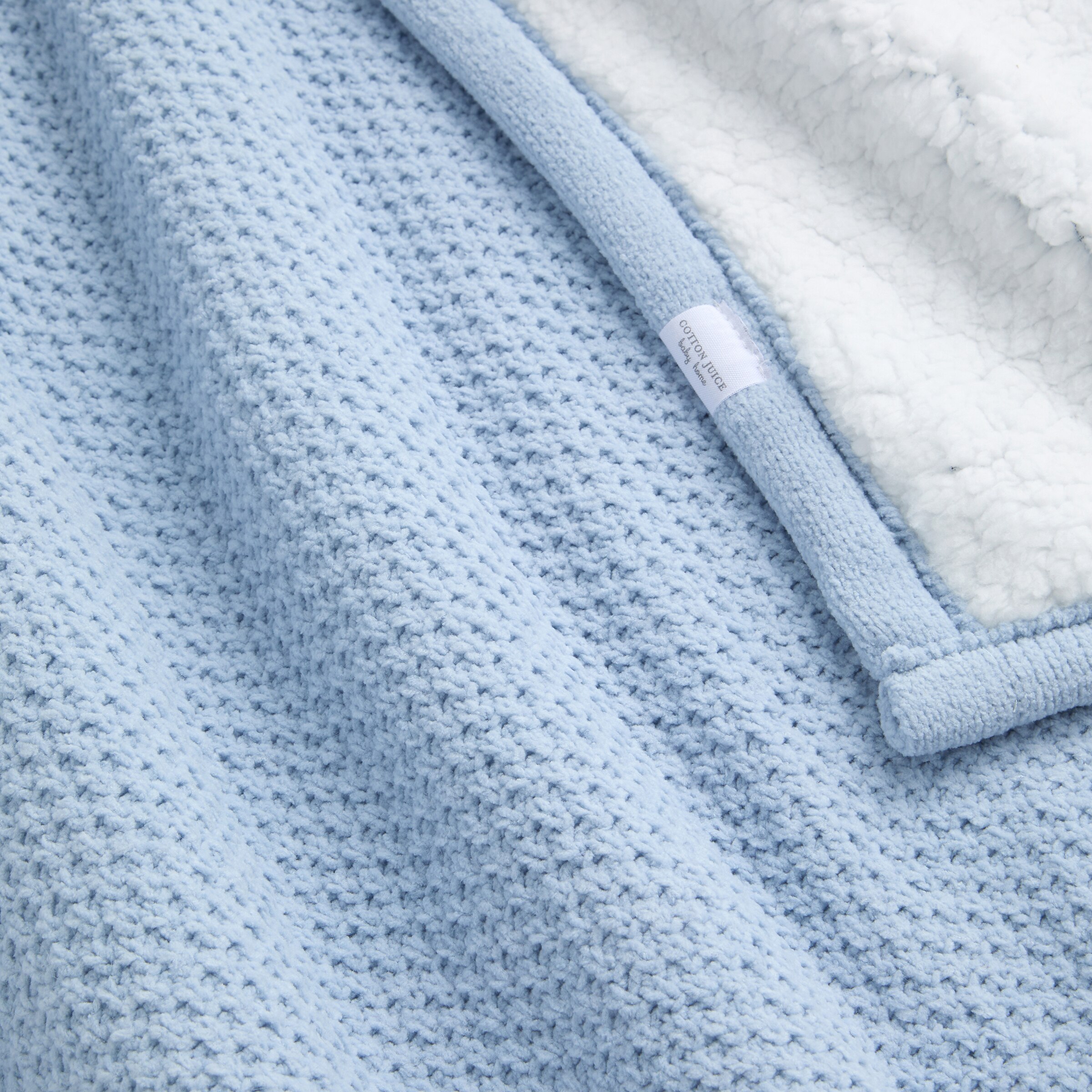 Manta Cotton Juice Baby Home Doble capa 80*110cm Chenilla+Borreguito - Azul claro Azul claro-2