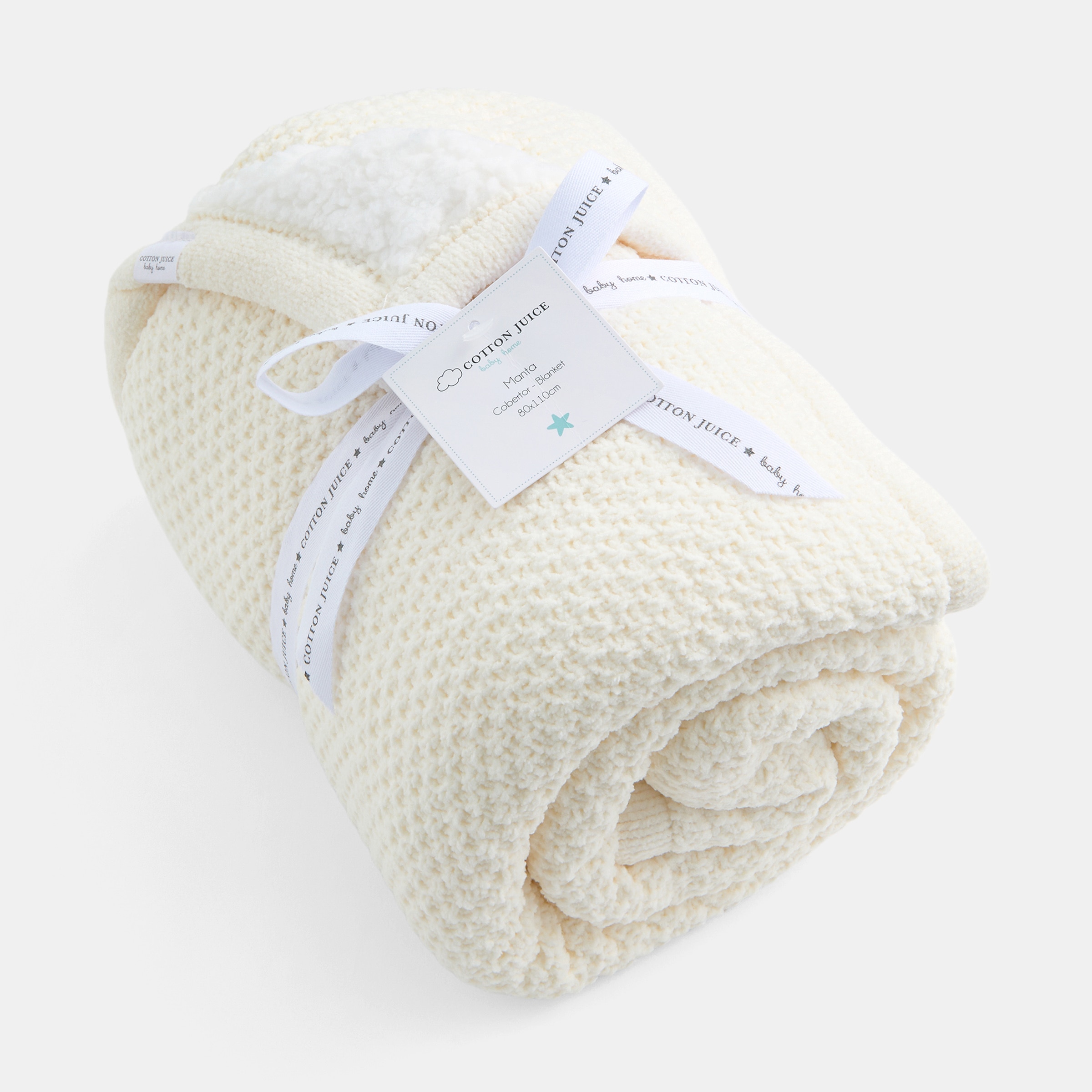 Manta Cotton Juice Baby Home Doble capa 80*110cm Chenilla+Borreguito - Natural Natural-3