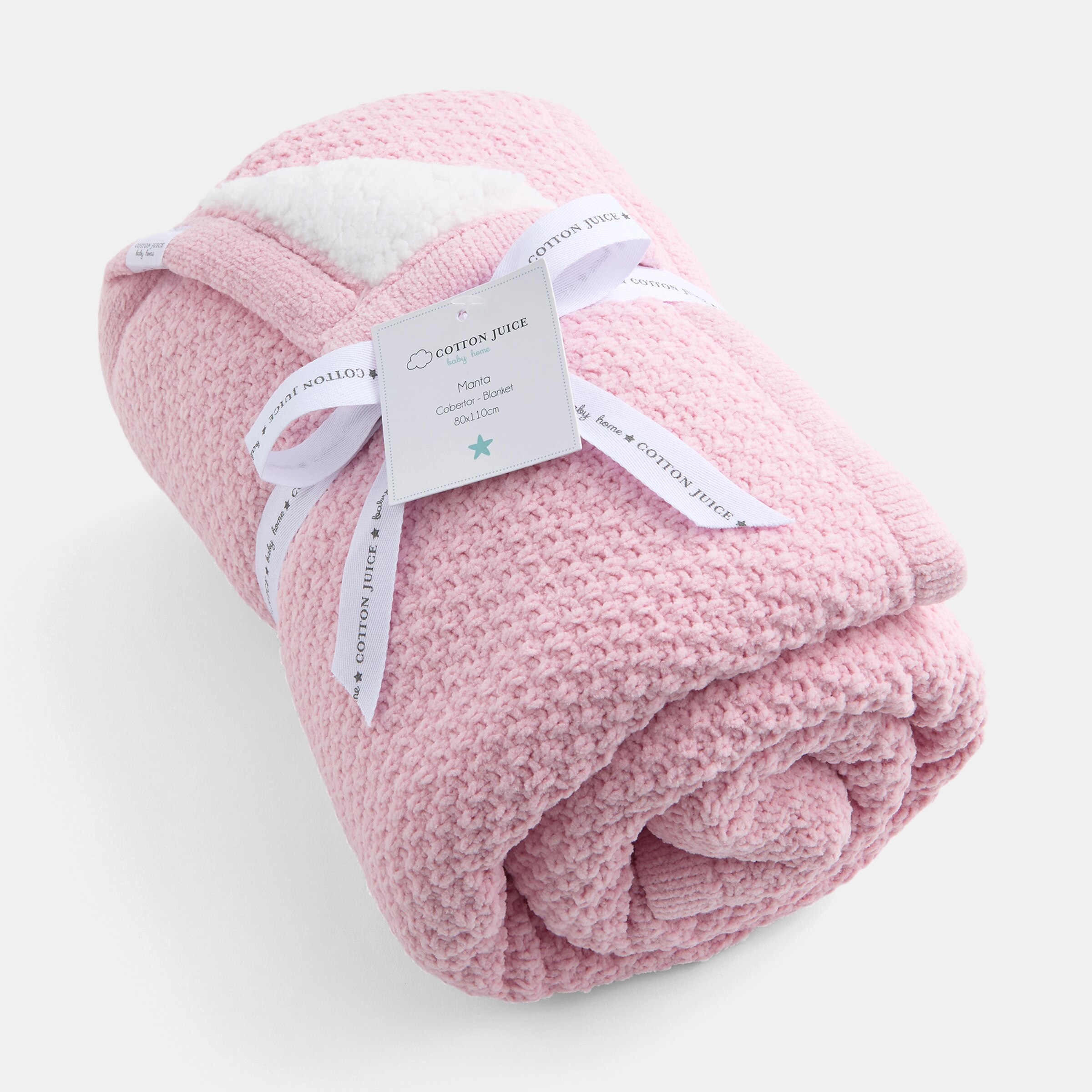 Manta Cotton Juice Baby Home Doble capa 80*110cm Chenilla+Borreguito - Rosa Rosa-3