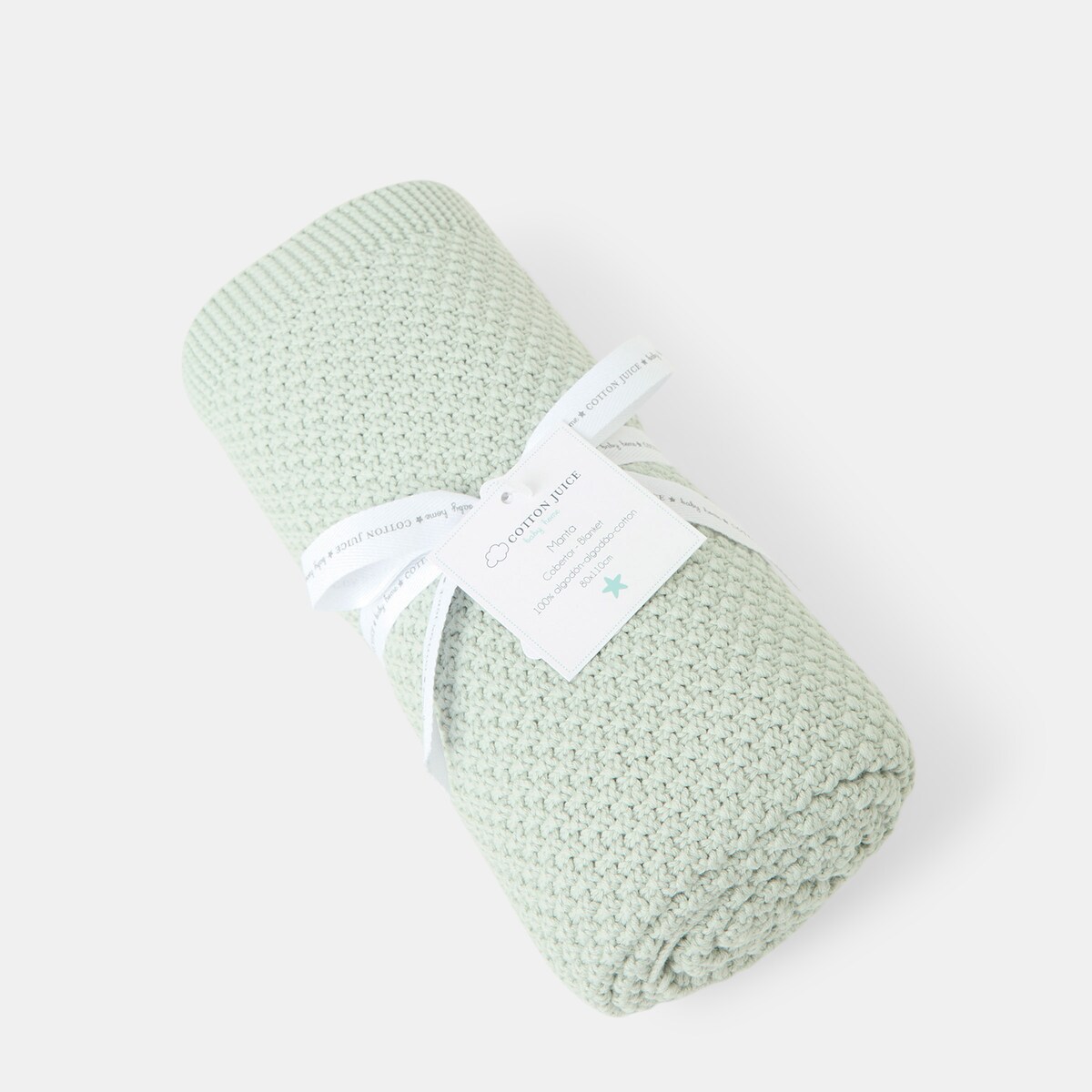 Manta de Bebé 80*110 cm em Ponto Arroz Verde Mint-3