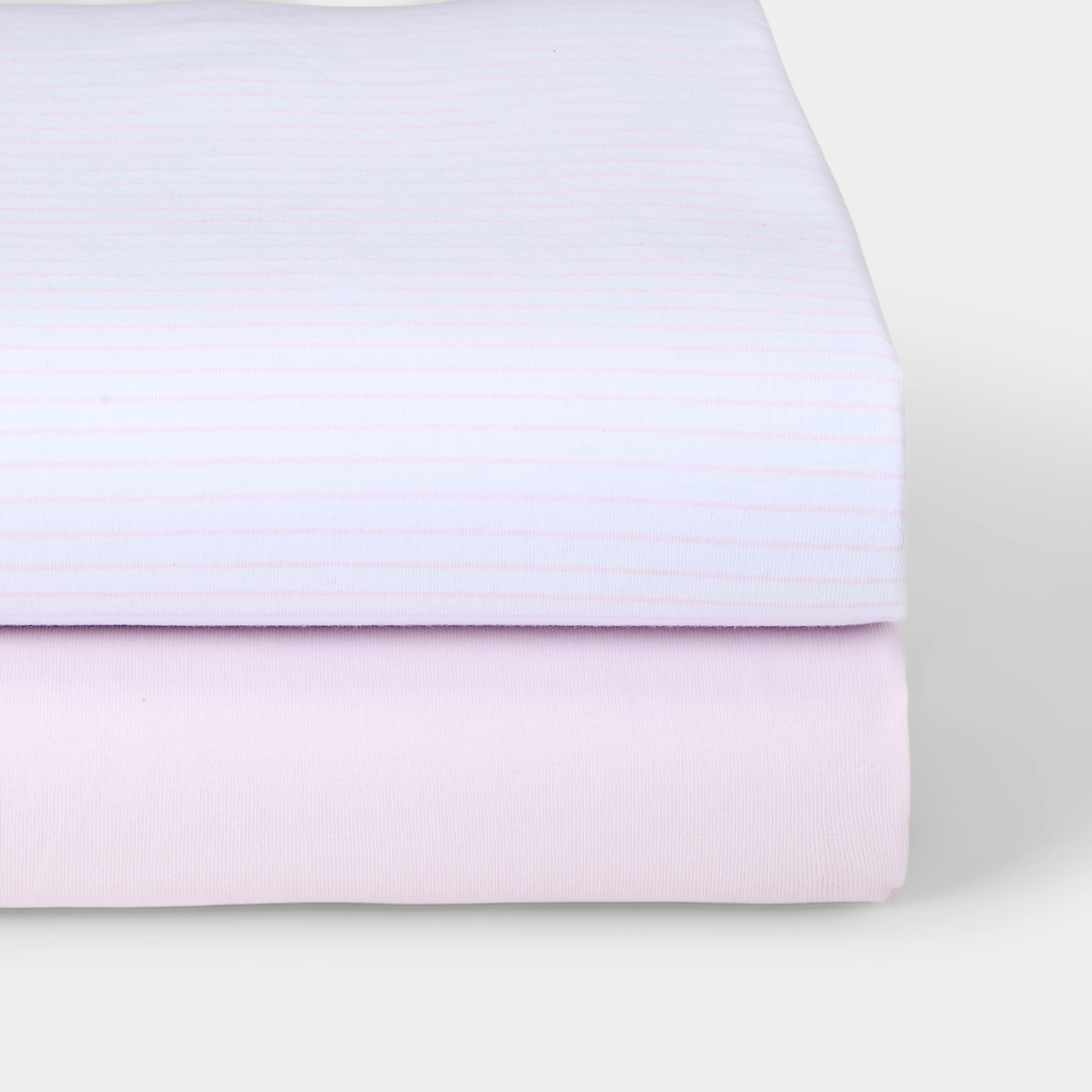 Juego de sábanas bajeras ajustables Cotton Juice Baby Home pack 2 Jersey rayas (disponible en varias medidas) - Rosa claro Rosa claro-1