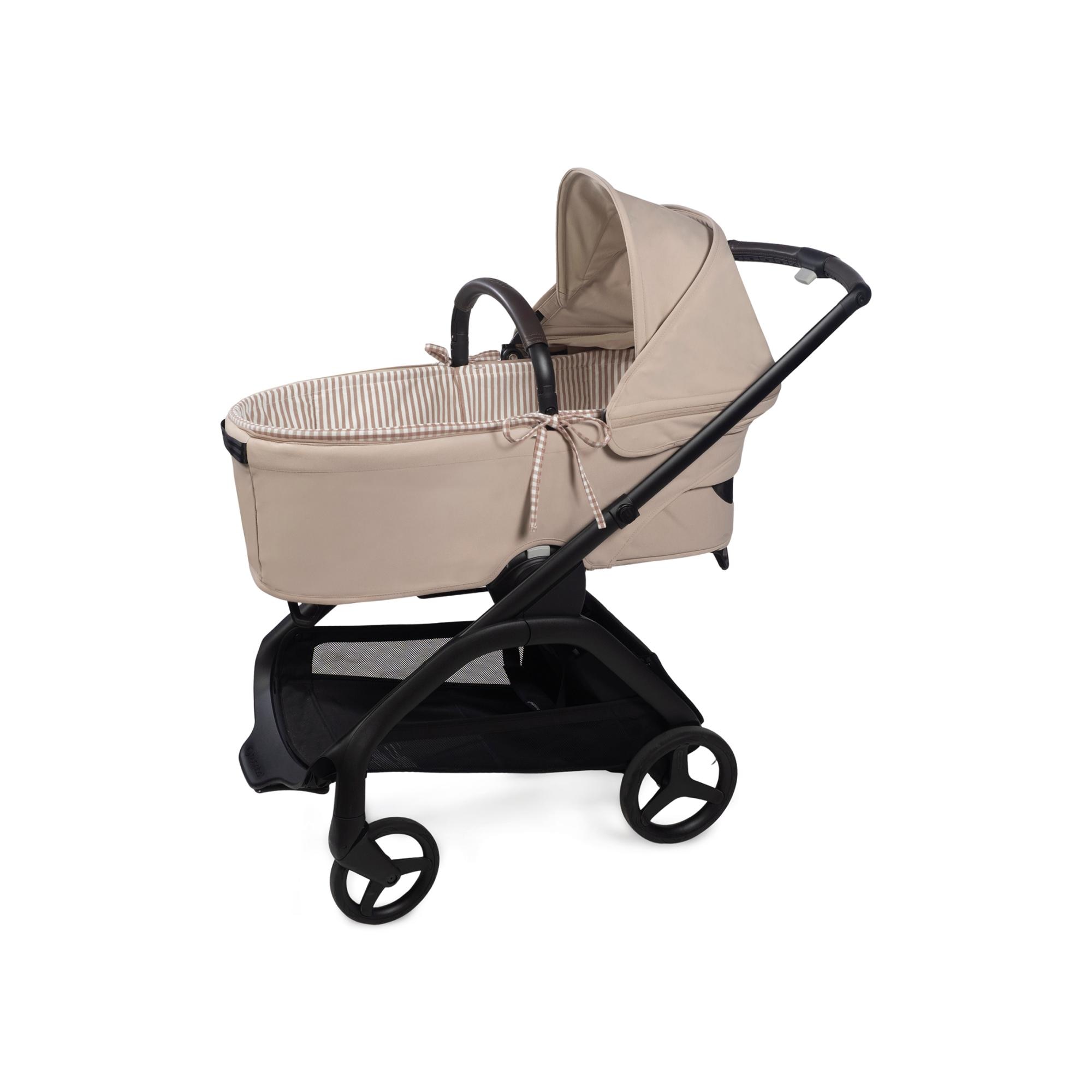 Imagem 0 de Capa para berço com varões + capa para colchão Praline Vichy Moka