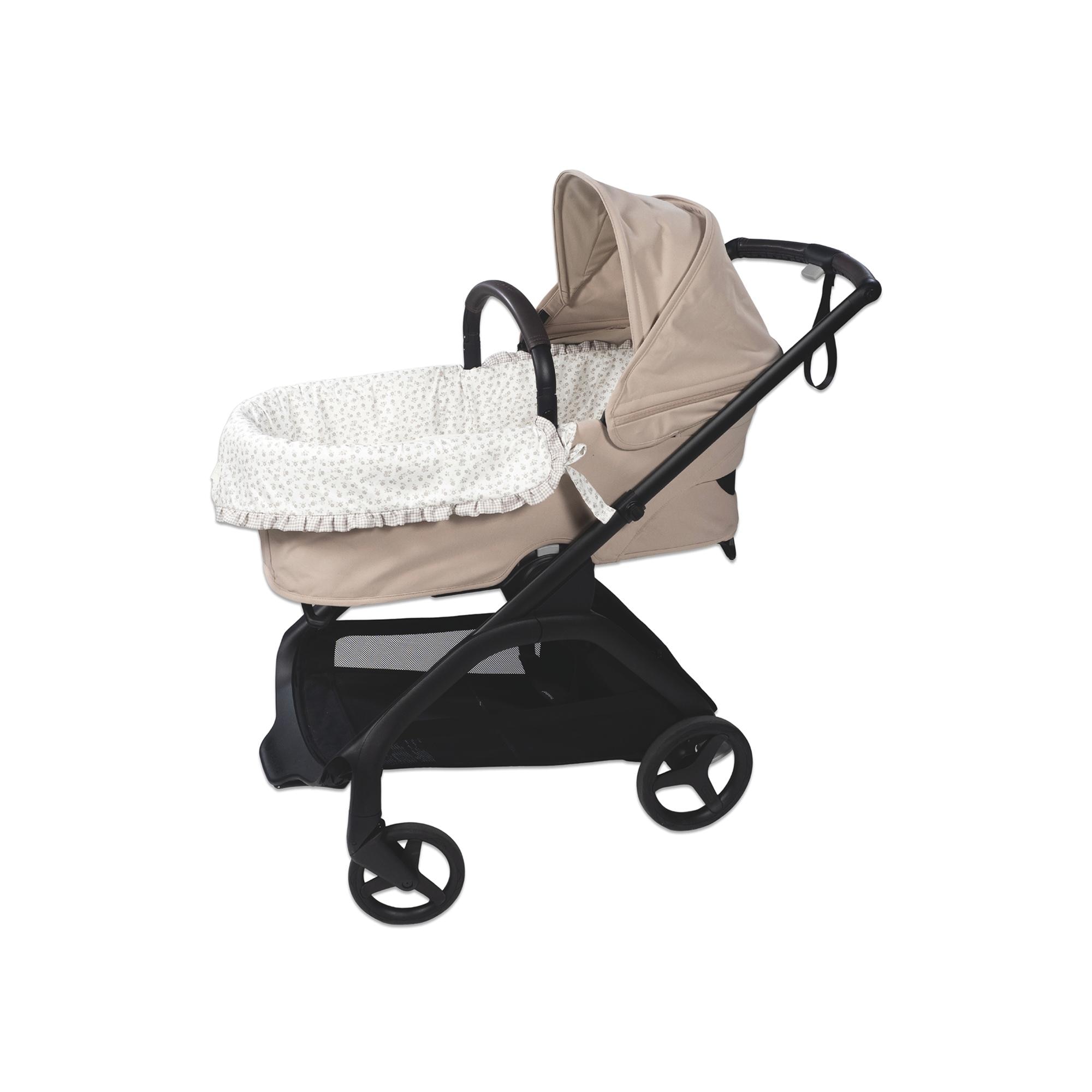 Capa dupla para berço + lençol ajustável Little Bloom Flower Cinzento Cinzento-claro-5