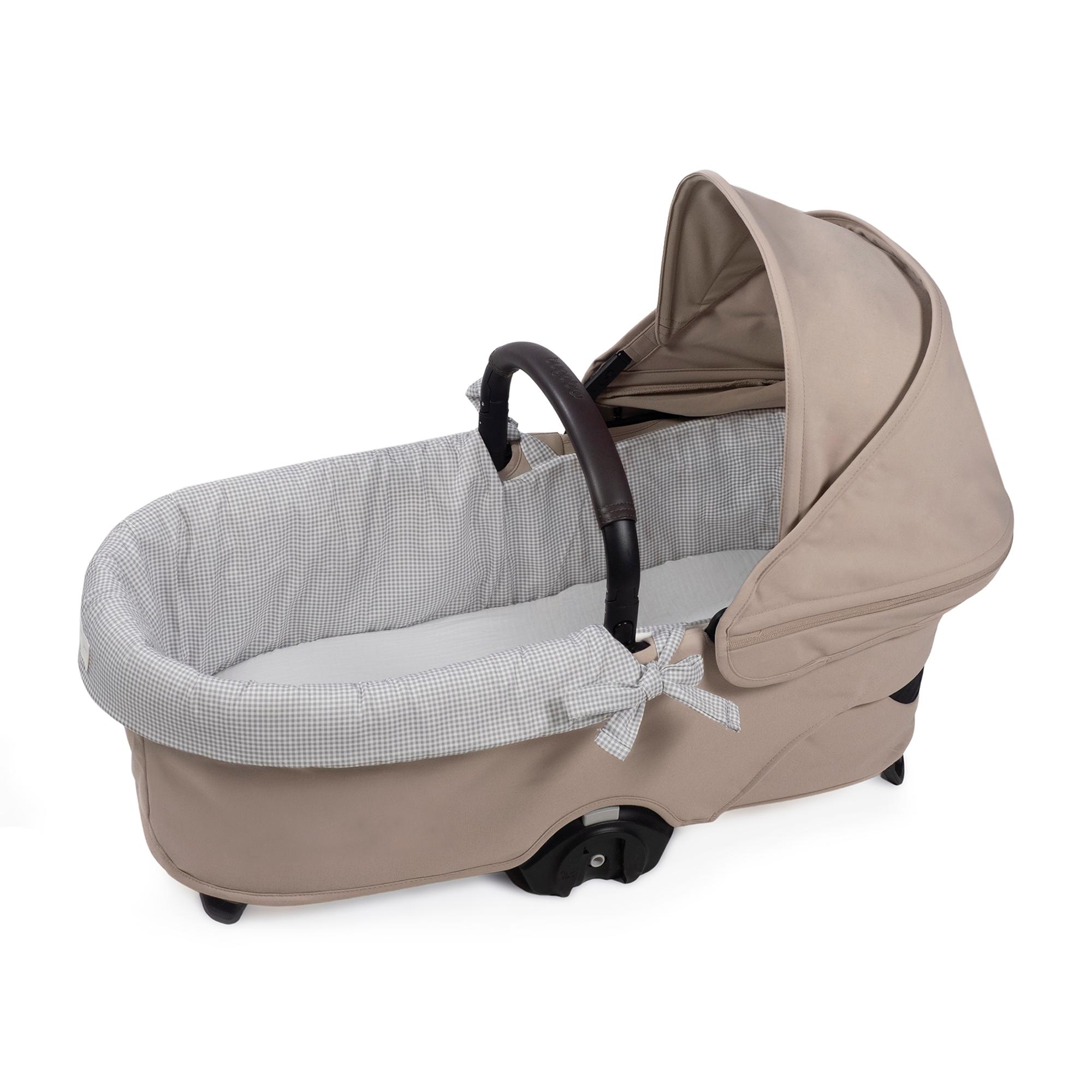 Capa dupla para berço + lençol ajustável Little Bloom Vichy Cinzento Cinzento-claro-3