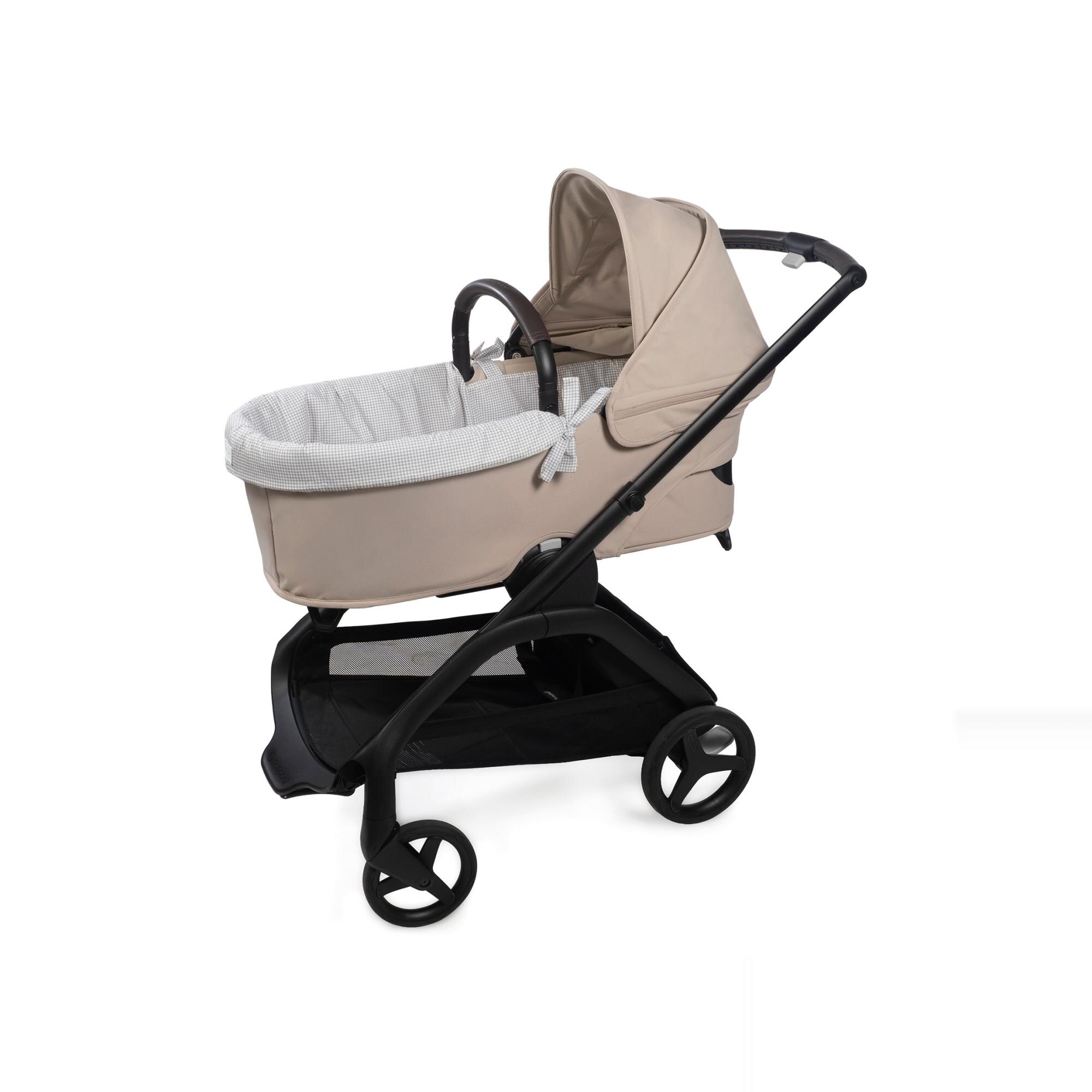 Capa dupla para berço + lençol ajustável Little Bloom Vichy Cinzento Cinzento-claro-4