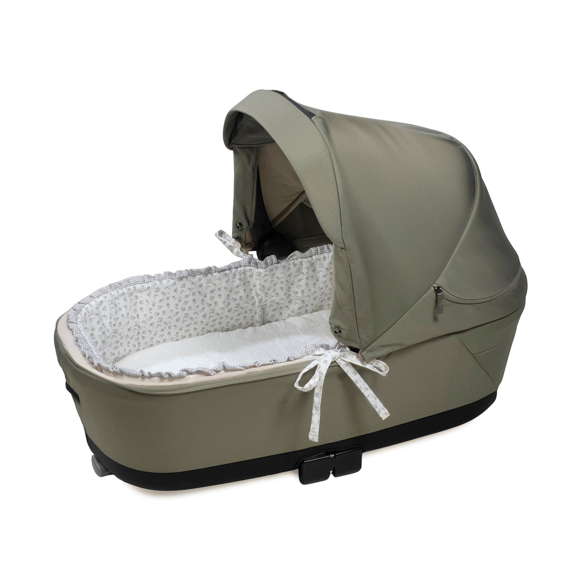 Capa para berço com varetas + lençol ajustável Little Bloom Flower Cinzento Cinzento-claro-2