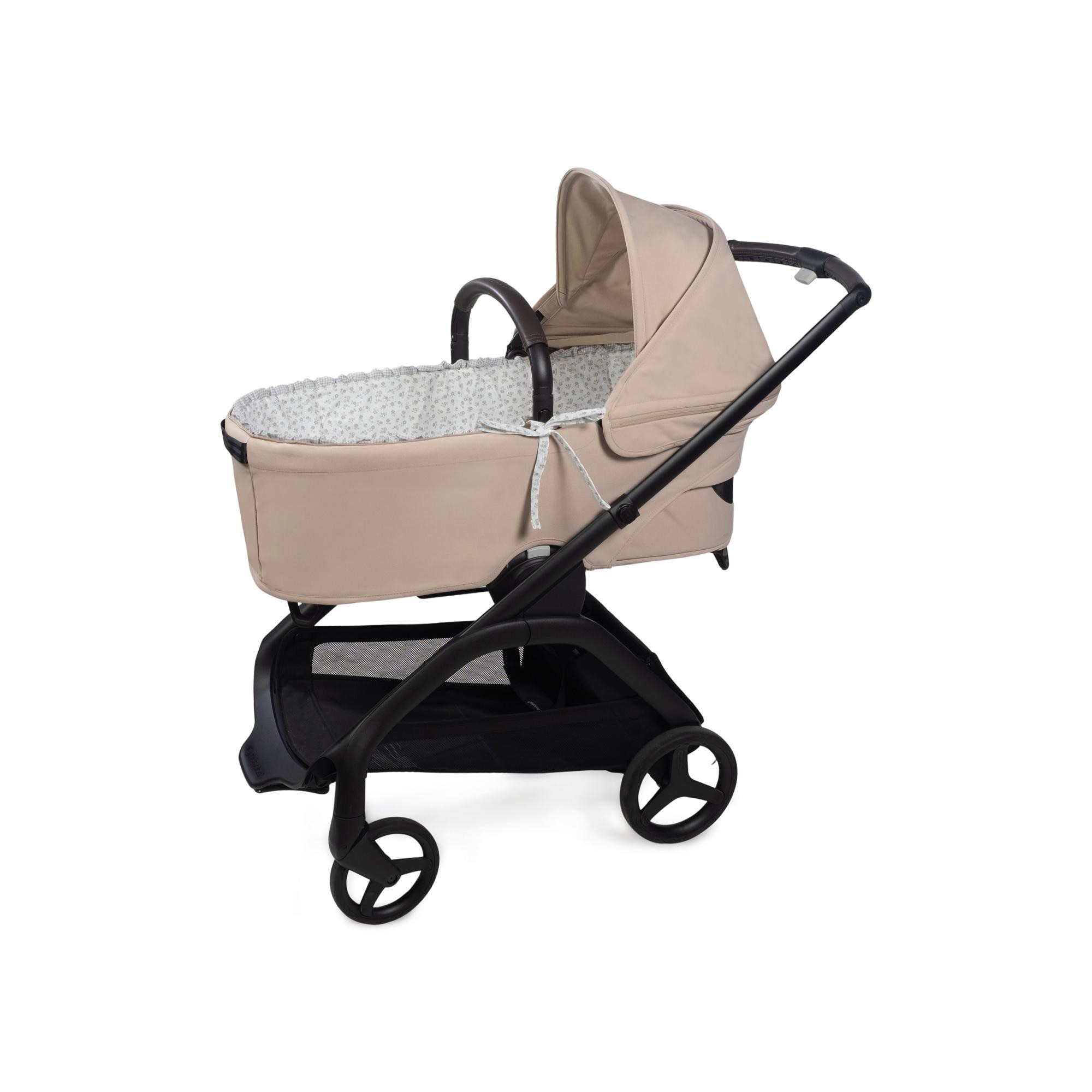 Capa para berço com varetas + lençol ajustável Little Bloom Flower Cinzento Cinzento-claro-4