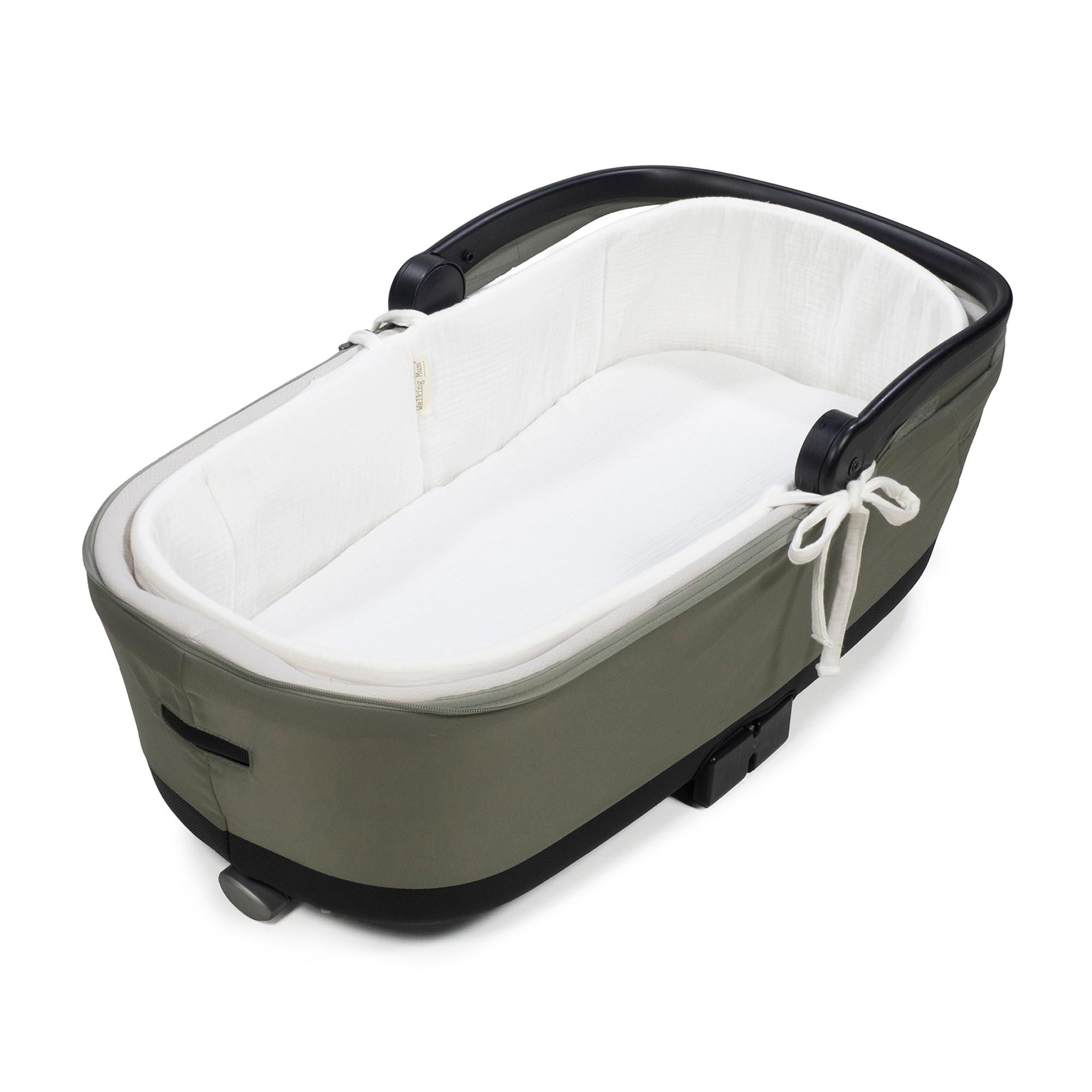 Imagem 0 de Capa para berço com varetas + lençol ajustável Little Bloom Vichy Branco