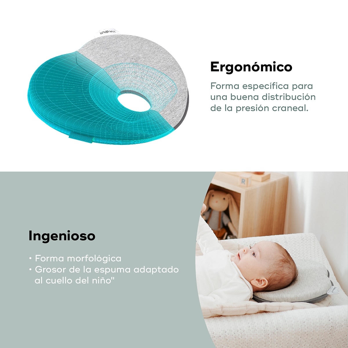 Imagen 5 de Cojín Anatómico Babymoov Lovenest Original - Gris Gris