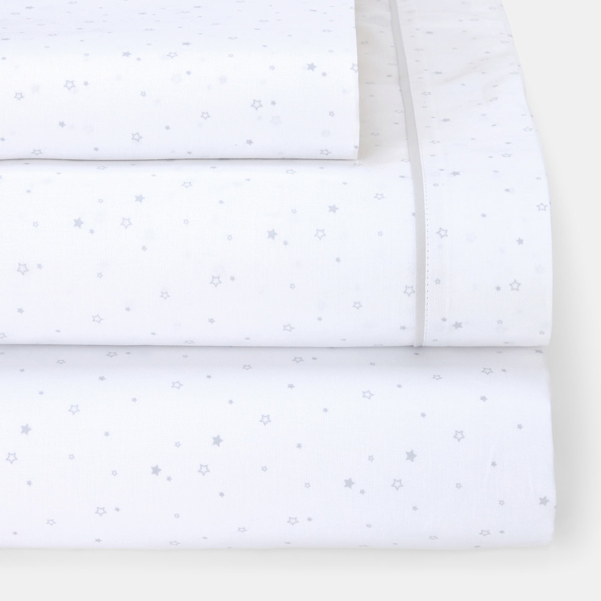 Conjunto de Lençóis Básico 3 Peças de Estrelas (Disponível em Várias Tamanhos) Cinzento-1