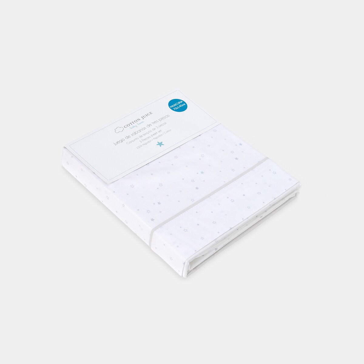 Conjunto de Lençóis Básico 3 Peças de Estrelas (Disponível em Várias Tamanhos) Cinzento-3