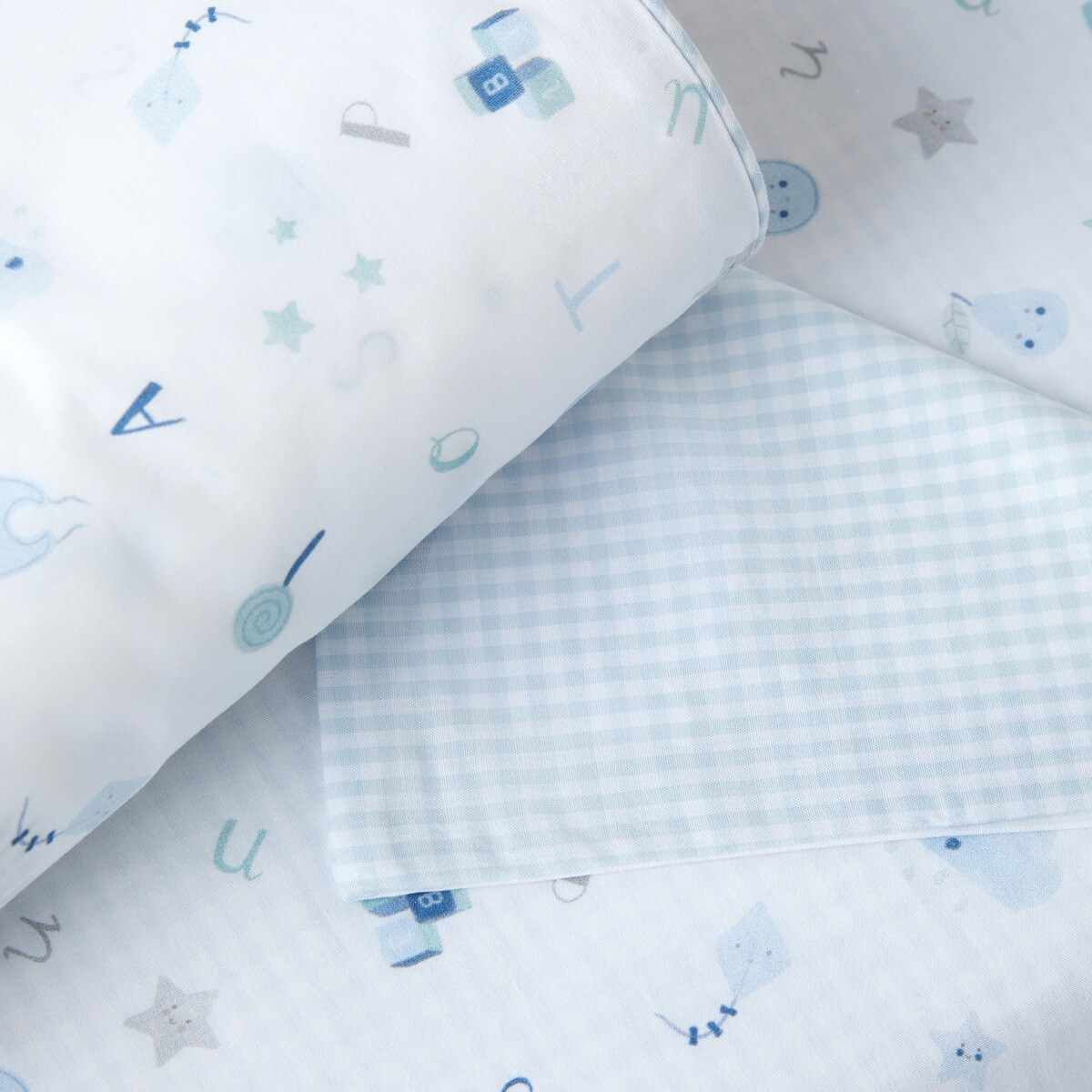 Funda nórdica reversible Cotton Juice Baby Home Abecedario azúl (disponible en varias medidas) Celeste Celeste-2