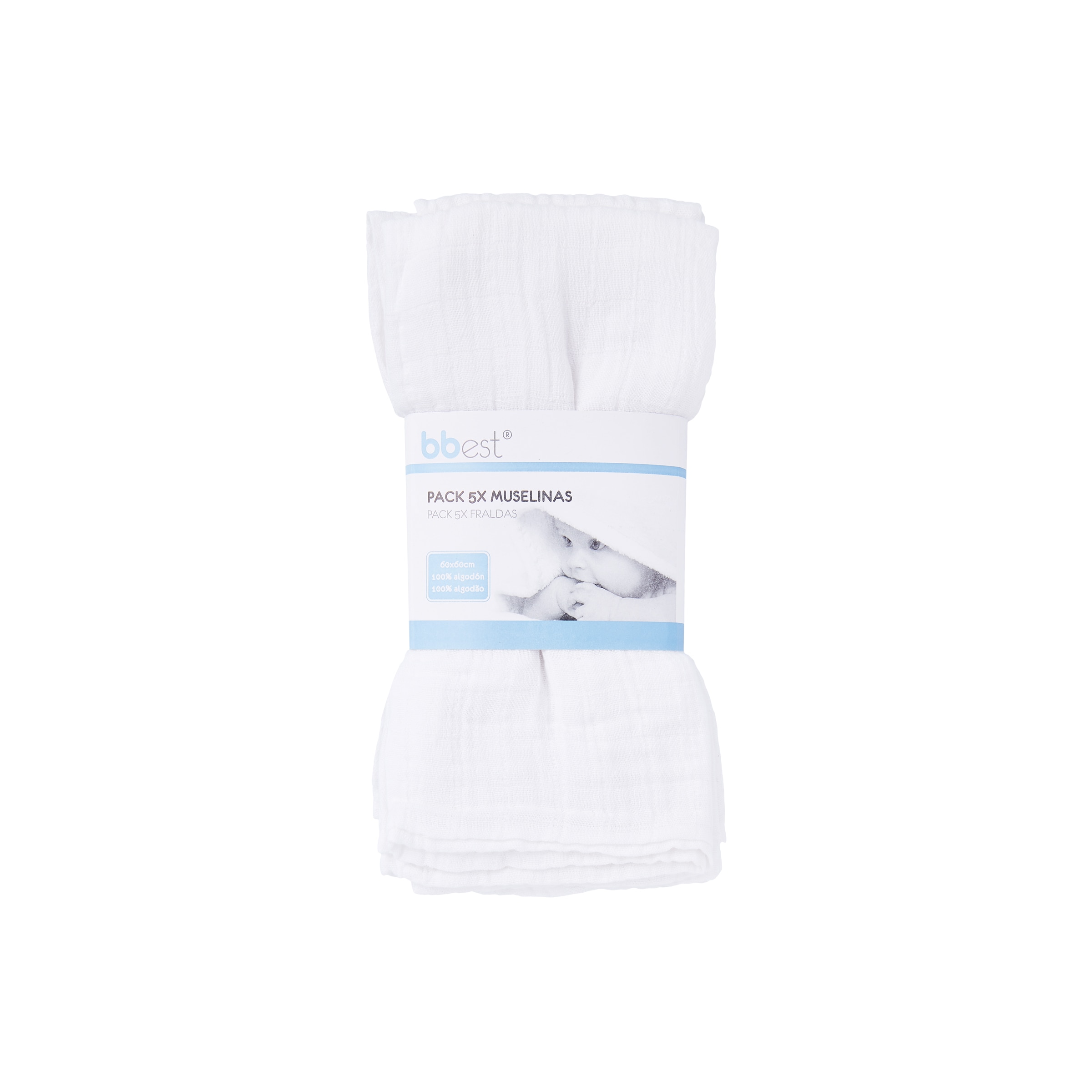 Pack de 5 Musselinas Básico Algodão Branco-3