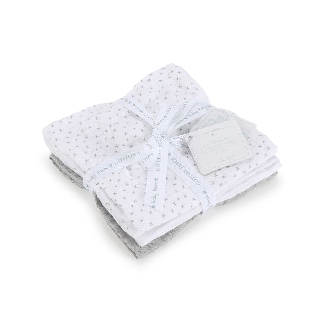 Muselinas Cotton Juice Baby Home New Born pack 3 cruces